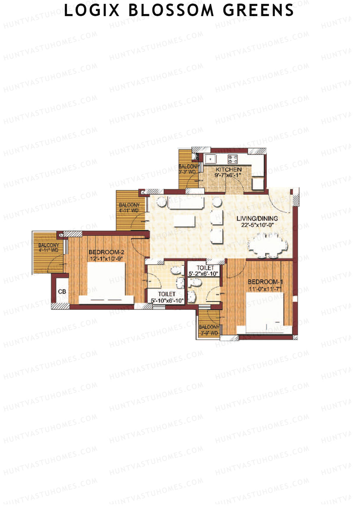 Logix Blossom Greens Tower V Unit 4 (Type 2C) Floor Plan