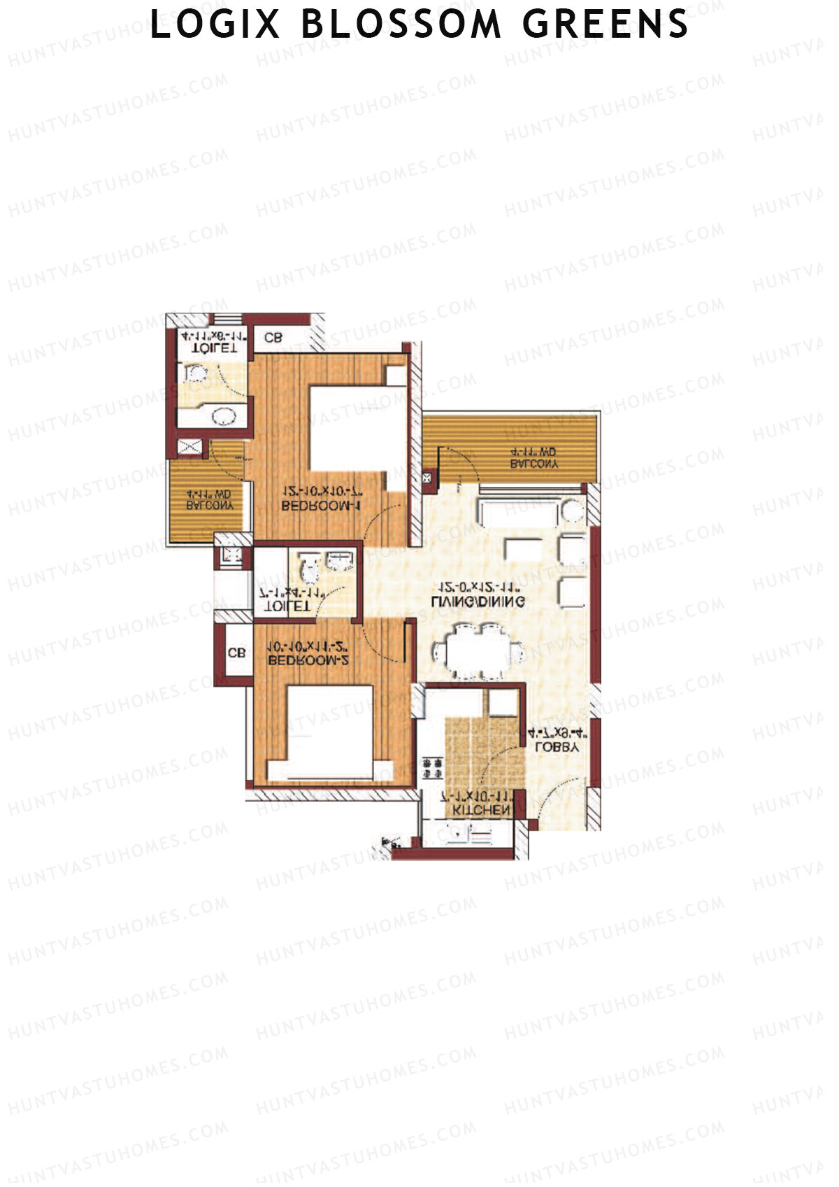 Logix Blossom Greens Tower V Unit 5 (Type 2A) Floor Plan