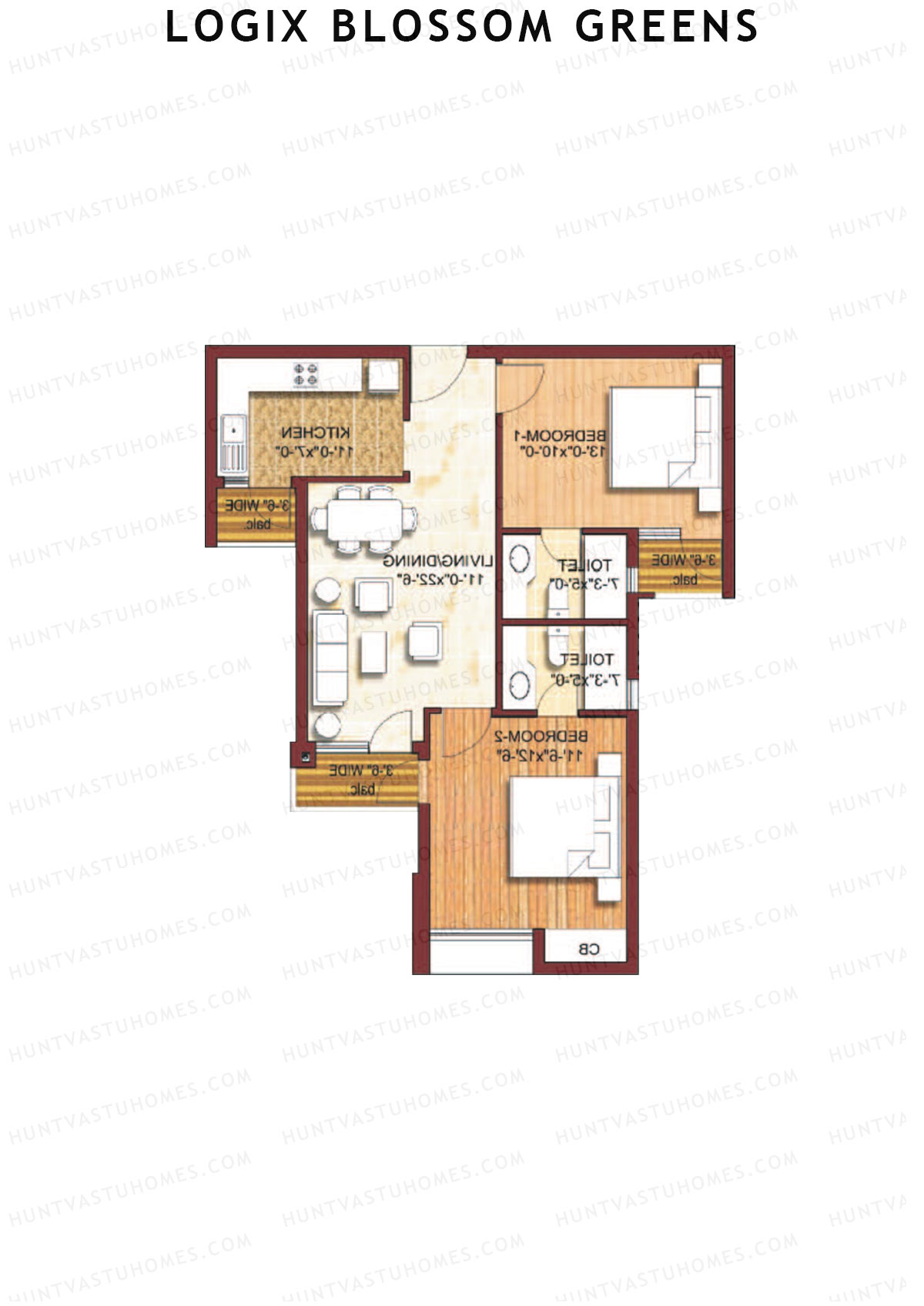 Logix Blossom Greens Tower W Unit 2 (Type 2) Floor Plan