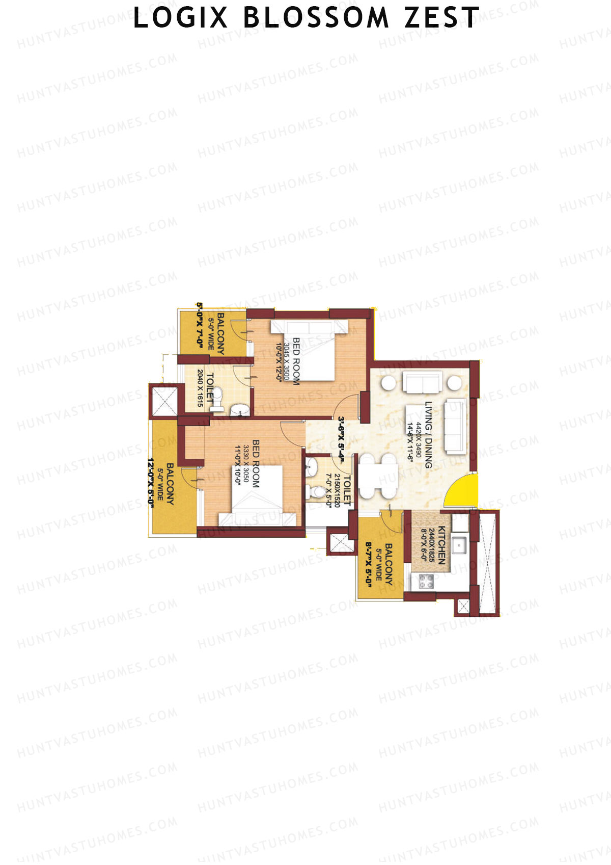 Logix Blossom Zest Tower A Unit 1 (Type A) Floor Plan