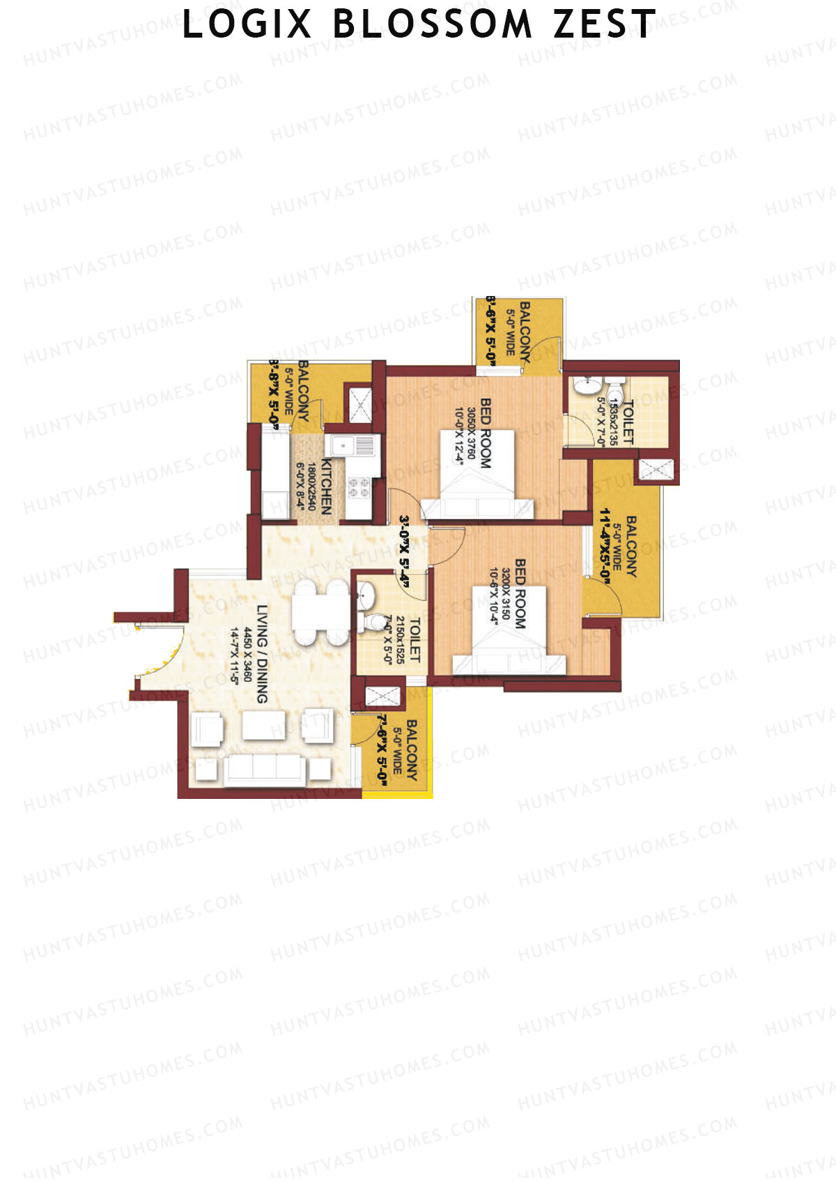 Logix Blossom Zest Tower A Unit 4 (Type B) Floor Plan
