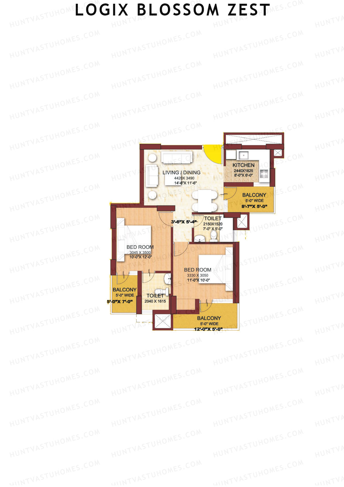 Logix Blossom Zest Tower B Unit 1 (Type A) Floor Plan