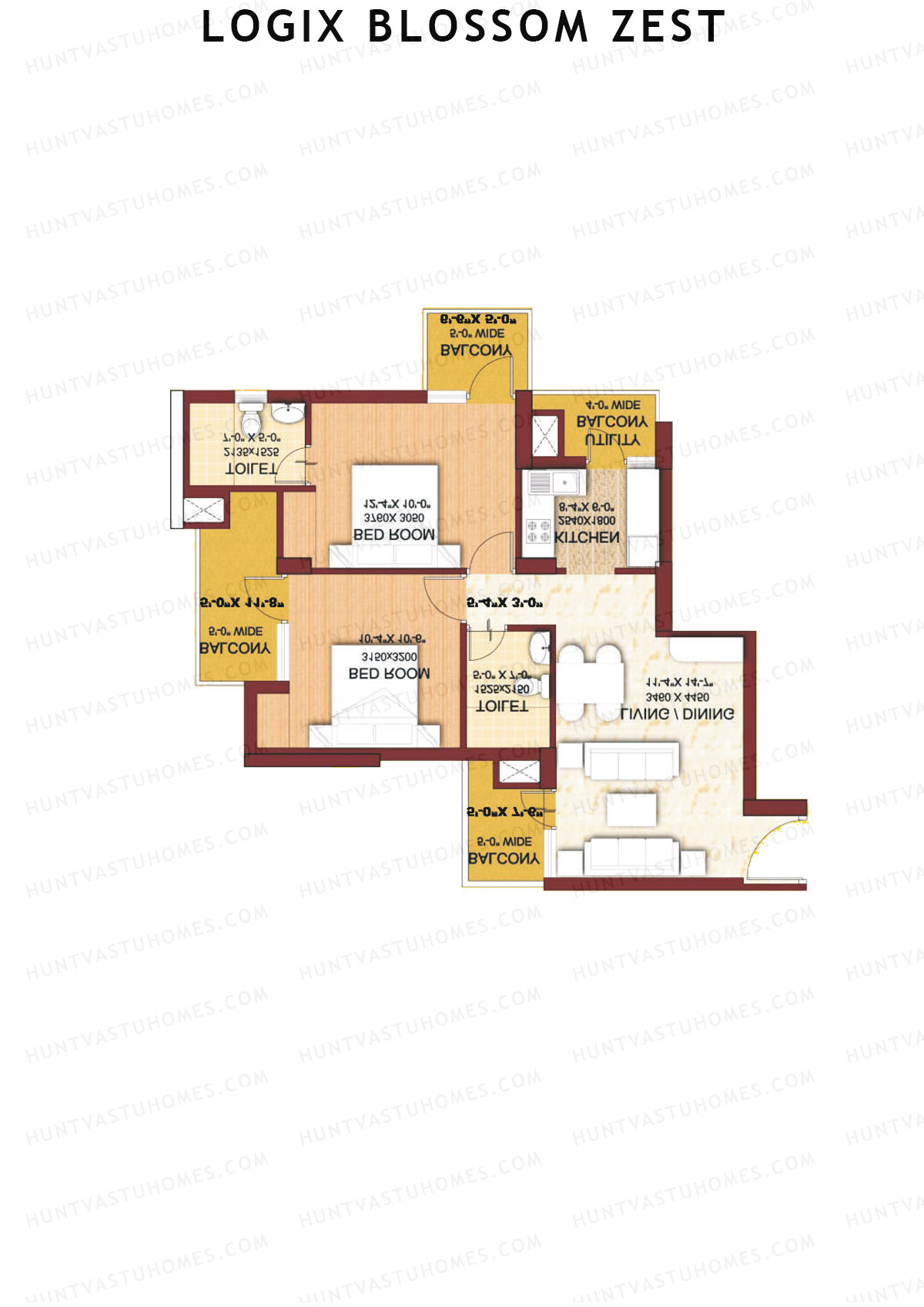 Logix Blossom Zest Tower B Unit 3 (Type B) Floor Plan