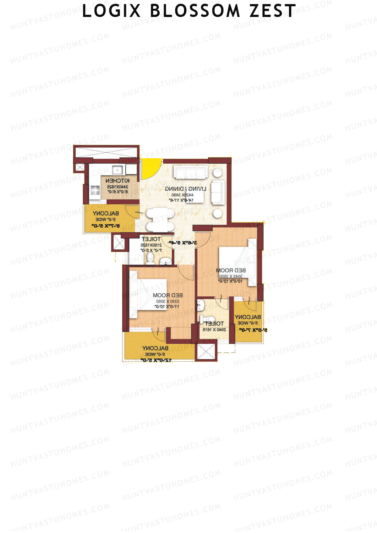 Logix Blossom Zest Tower B Unit 8 (Type A-1) Floor Plan