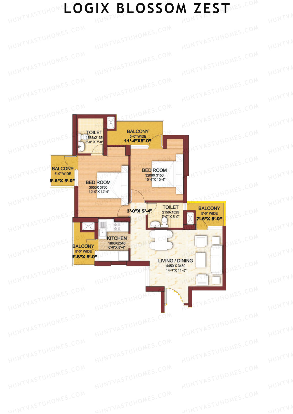 Logix Blossom Zest Tower C Unit 4 (Type B-2A) Floor Plan