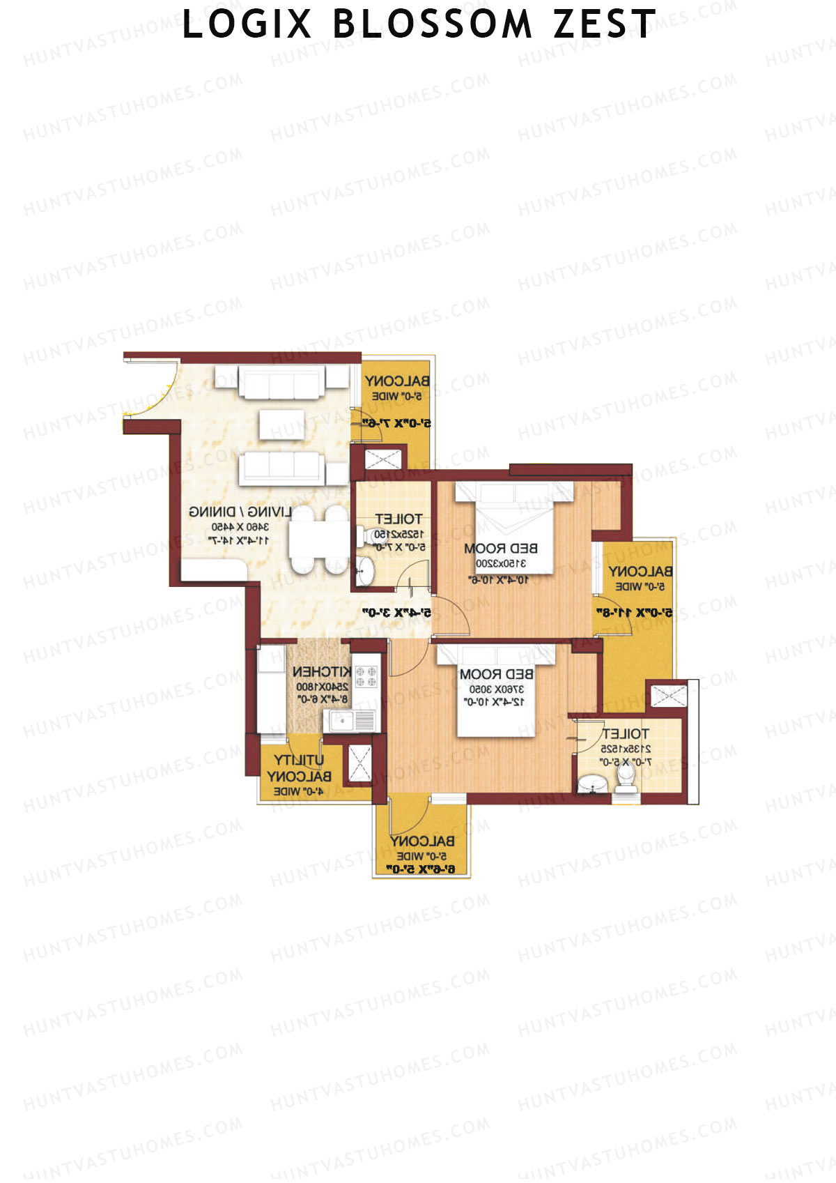 Logix Blossom Zest Tower D Unit 3 (Type B) Floor Plan