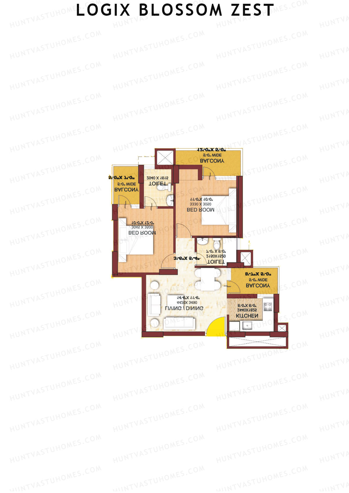 Logix Blossom Zest Tower D Unit 8 (Type A) Floor Plan