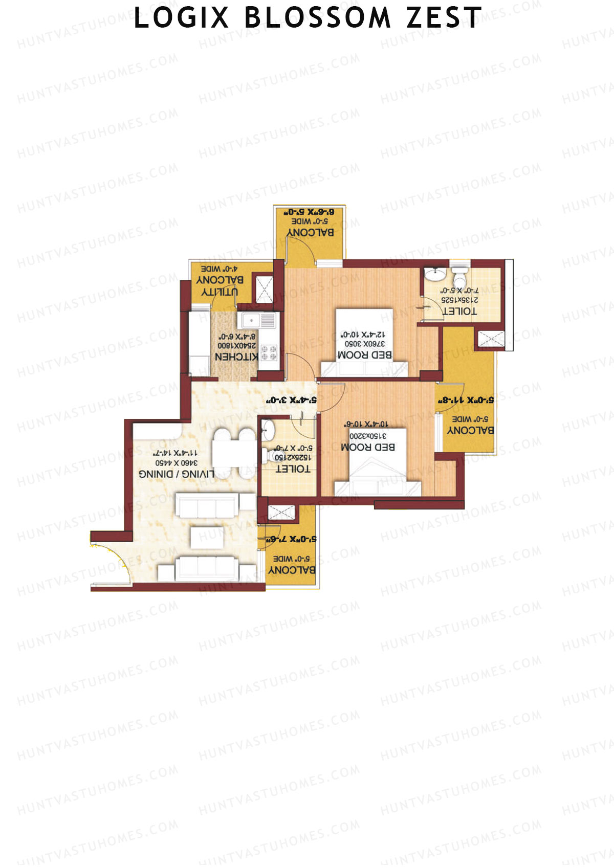Logix Blossom Zest Tower E Unit 2 (Type B) Floor Plan