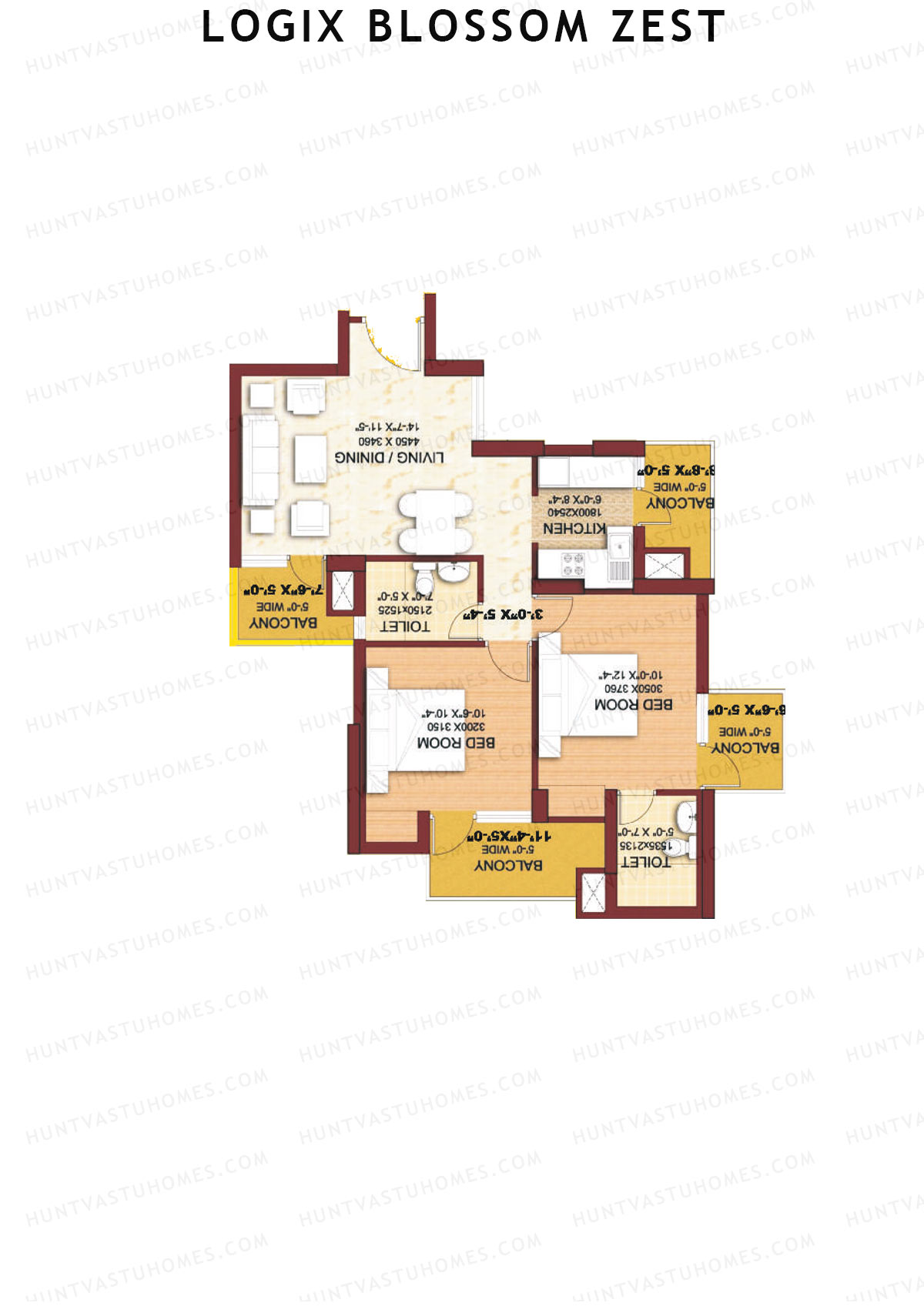 Logix Blossom Zest Tower E Unit 4 (Type B) Floor Plan