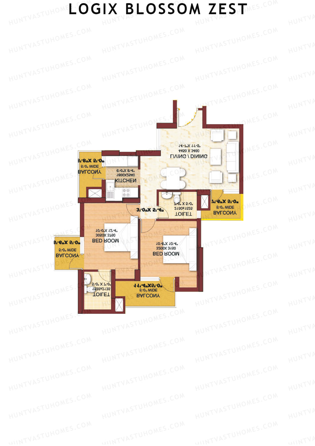 Logix Blossom Zest Tower E Unit 5 (Type B) Floor Plan