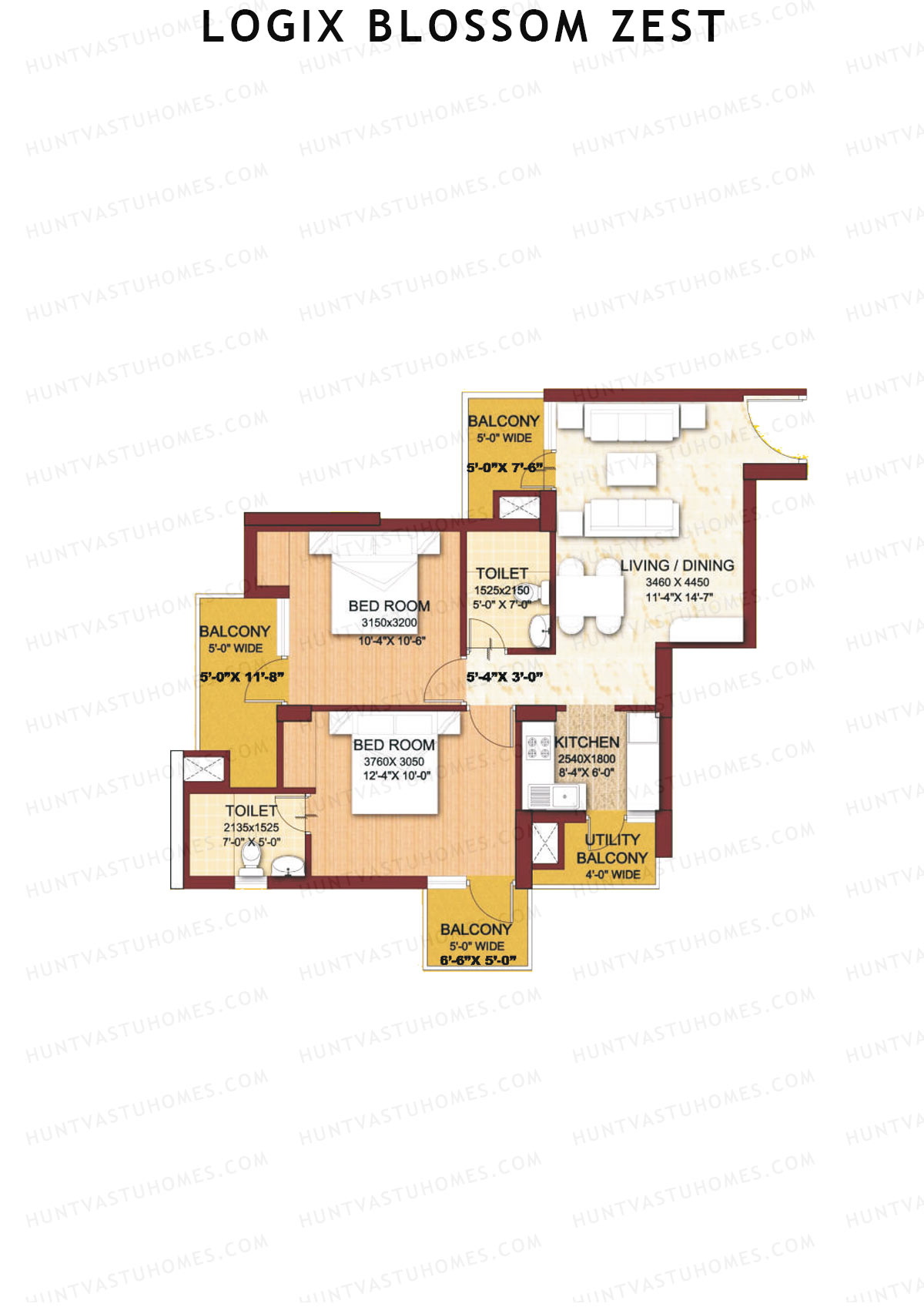 Logix Blossom Zest Tower E Unit 6 (Type B) Floor Plan