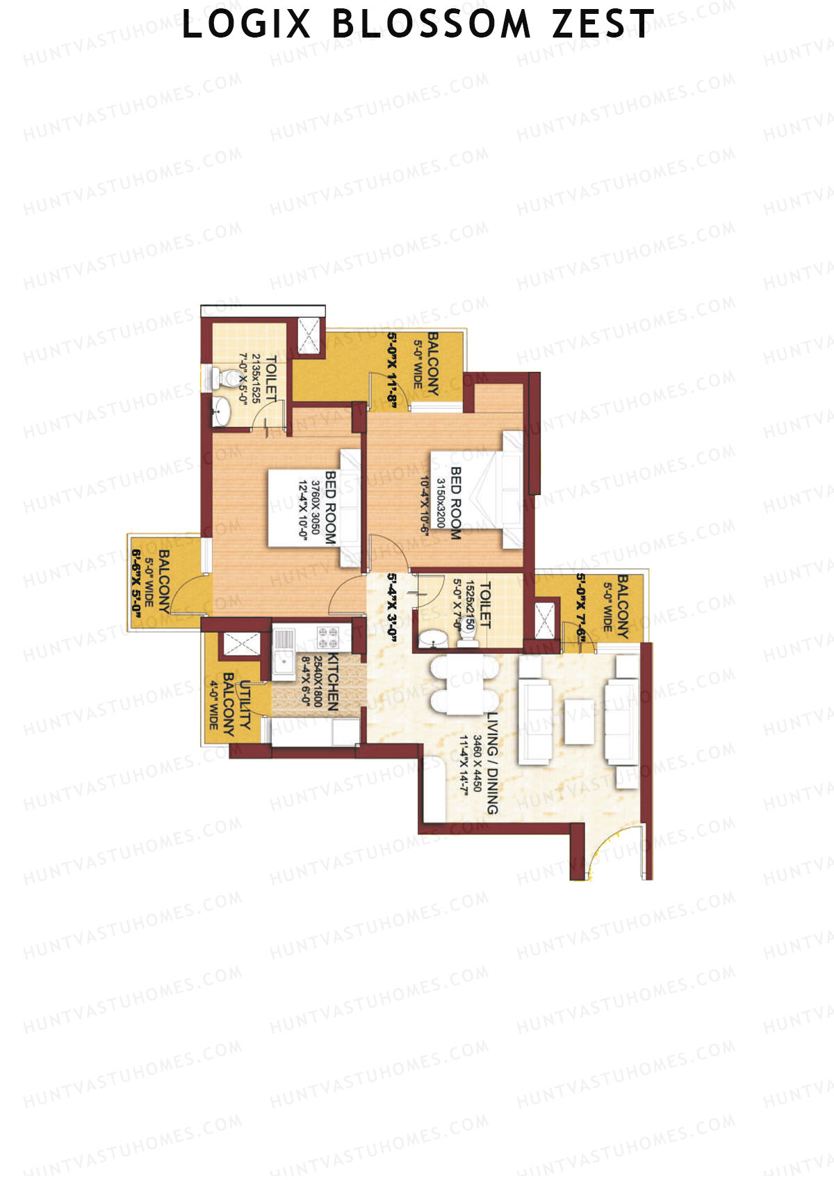 Logix Blossom Zest Tower F Unit 2 (Type B) Floor Plan