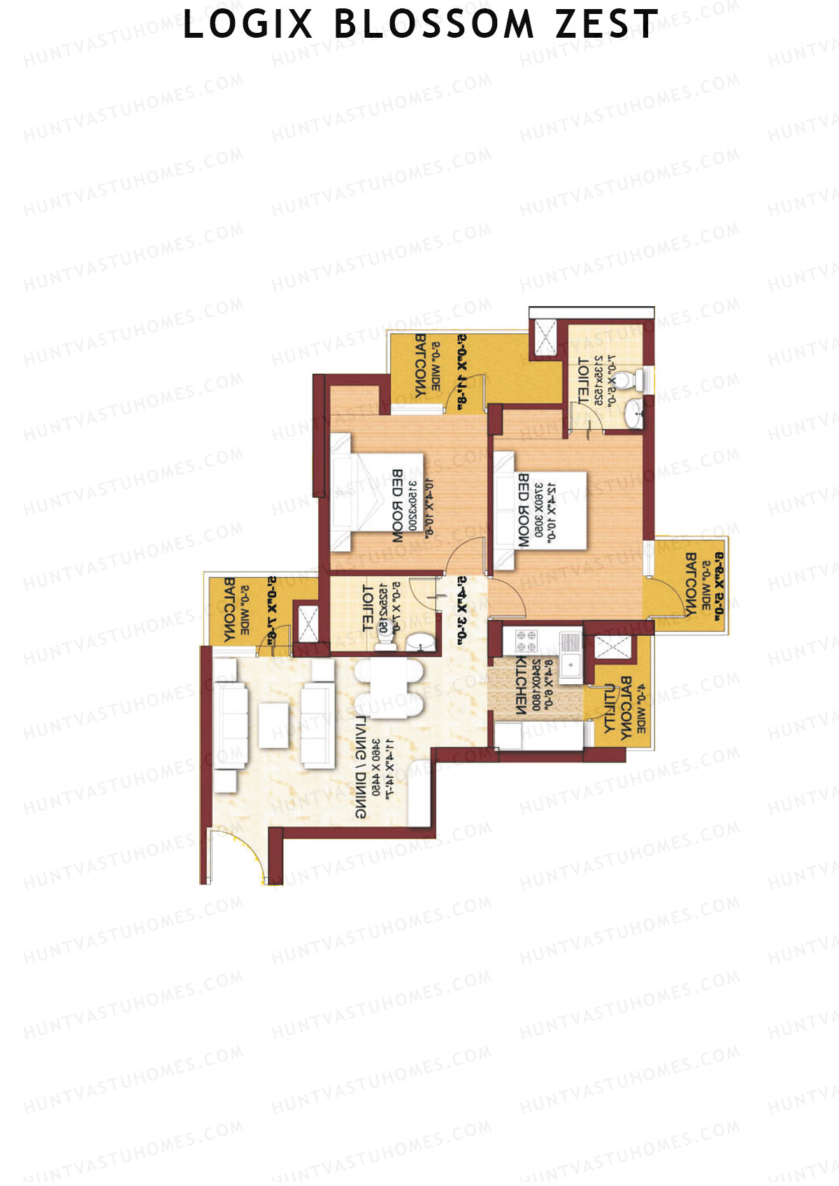 Logix Blossom Zest Tower F Unit 3 (Type B) Floor Plan