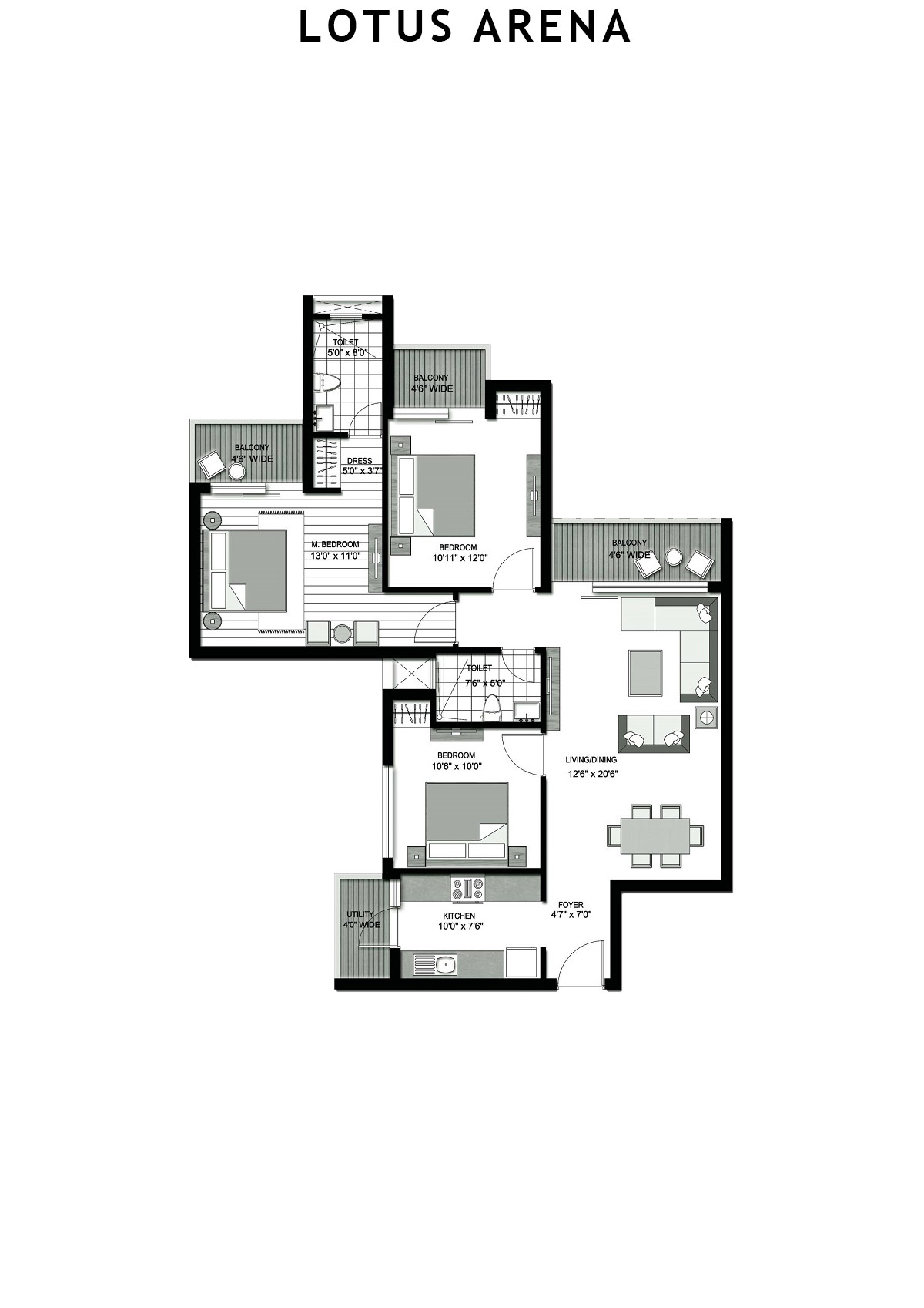 Lotus Arena Tower 1 Unit 3 Floor Plan