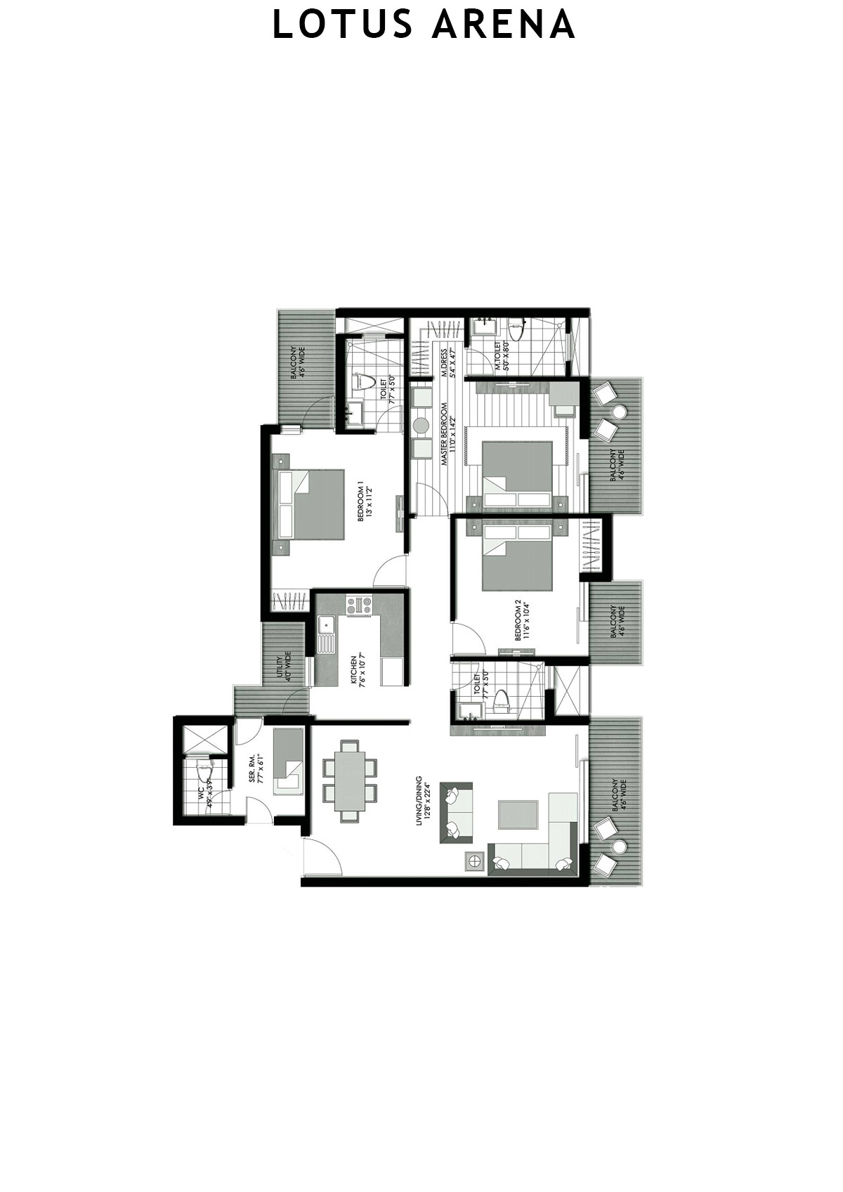 Lotus Arena Tower 8 Unit 3 Floor Plan
