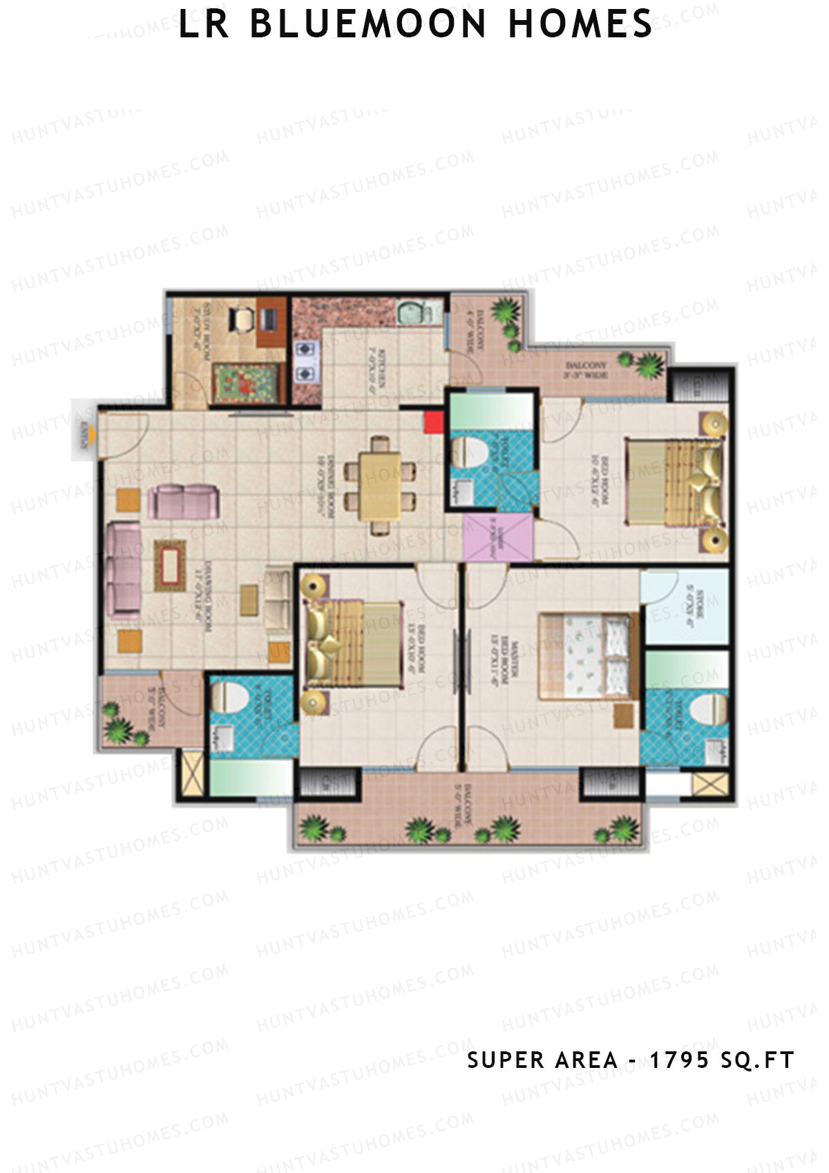 Lr Bluemoon Homes Block B Unit 1 (Type 2) Floor Plan