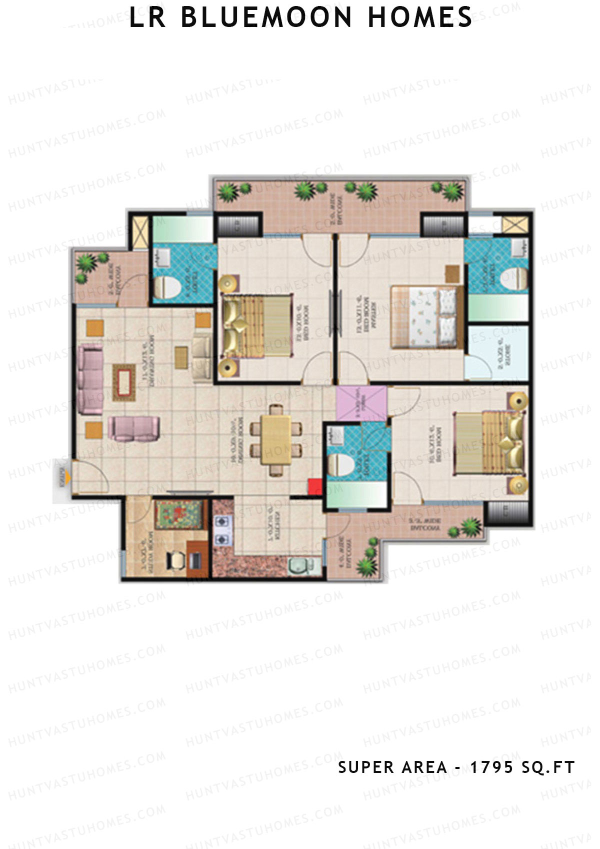 Lr Bluemoon Homes Block B Unit 3 (Type 2) Floor Plan