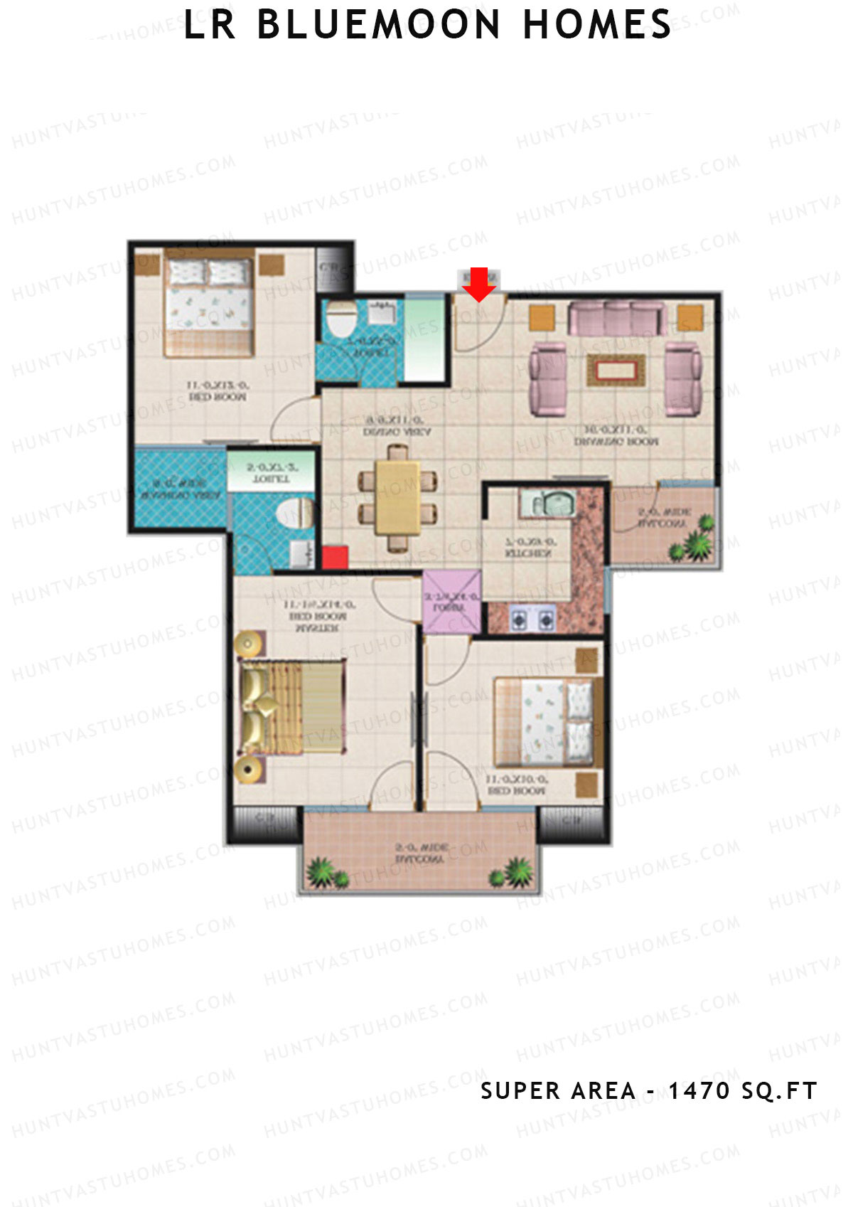 Lr Bluemoon Homes Block C Unit 2 (Type 3) Floor Plan