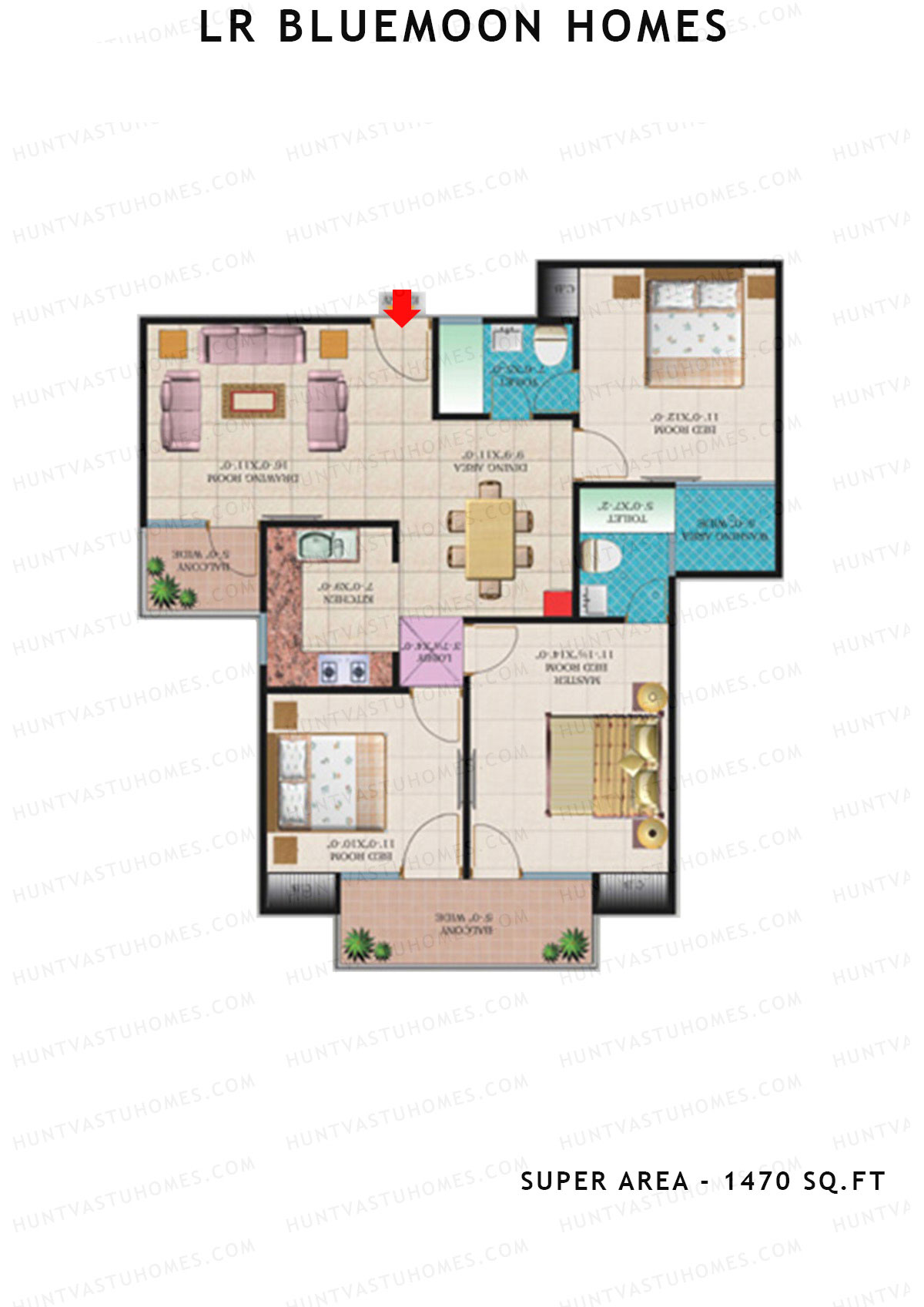 Lr Bluemoon Homes Block C Unit 3 (Type 3) Floor Plan