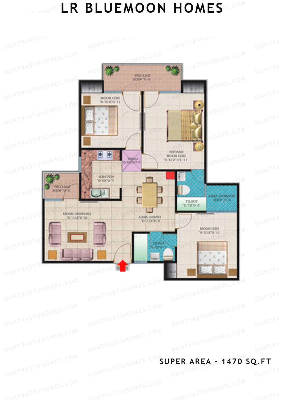 Lr Bluemoon Homes Block C Unit 5 (Type 3) Floor Plan