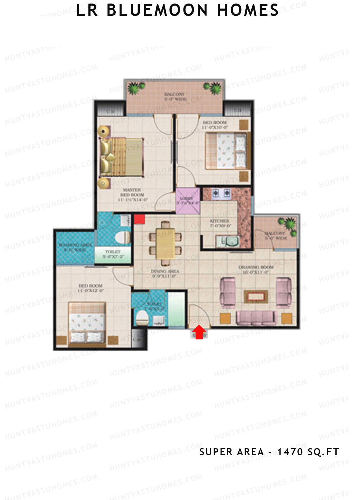 Lr Bluemoon Homes Block C Unit 6 (Type 3) Floor Plan