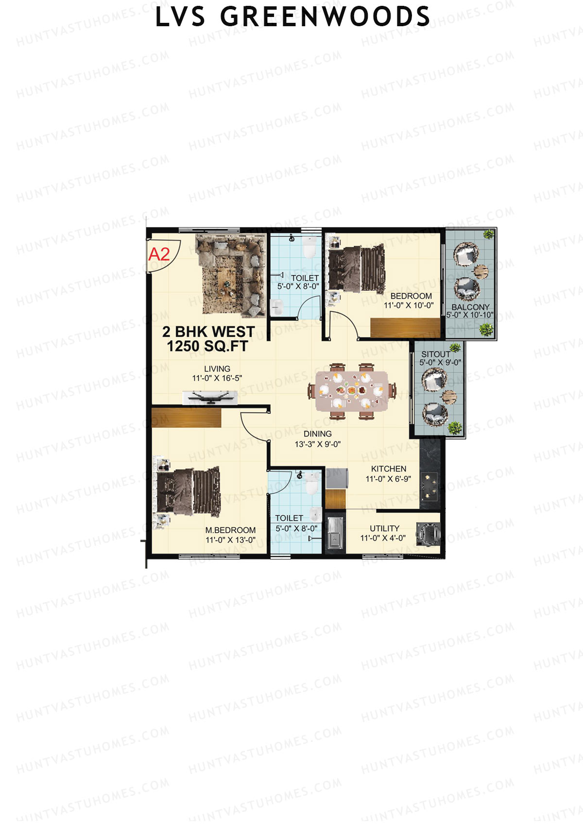LVS Greenwoods Block A Unit A3 Floor Plan