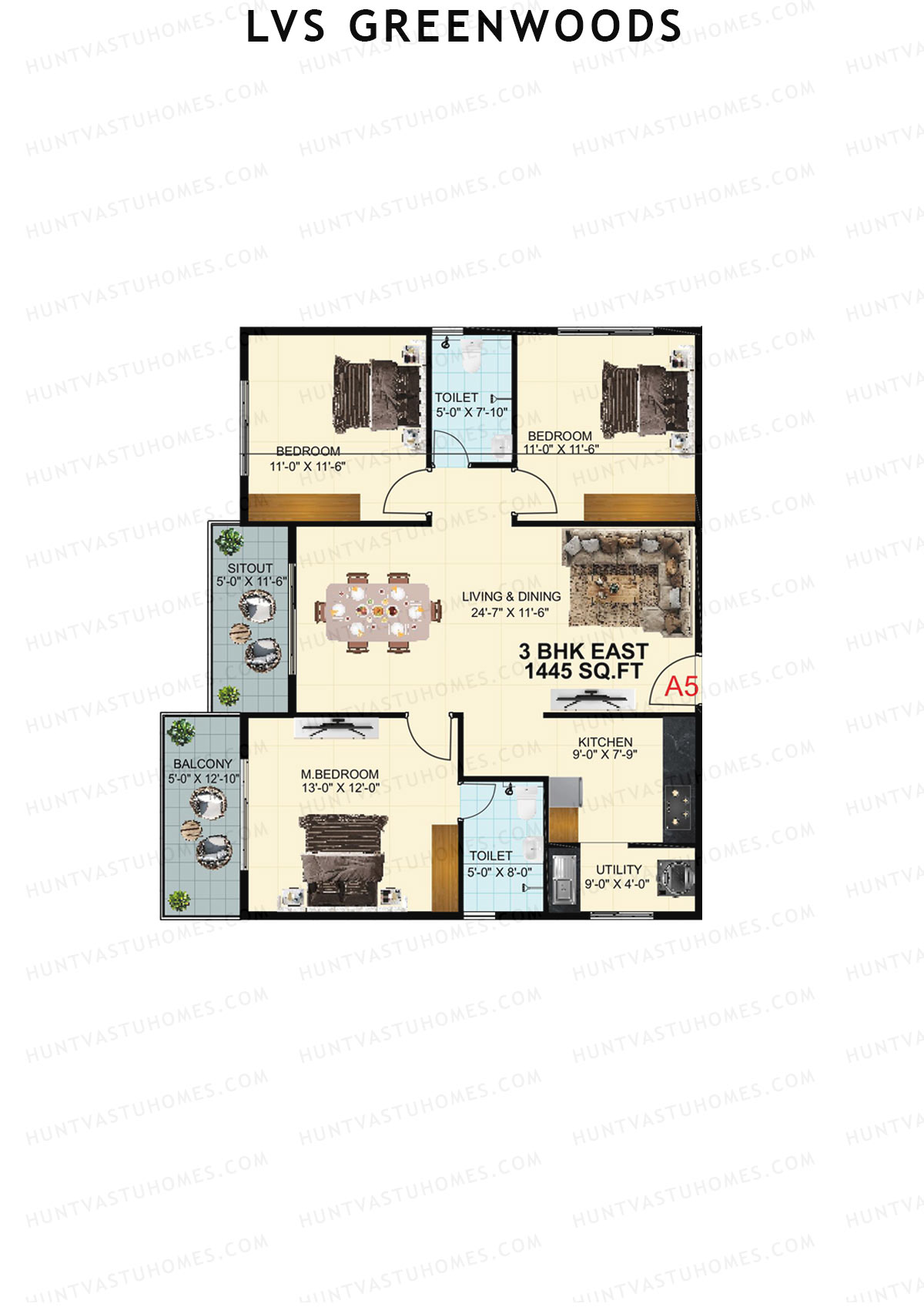 LVS Greenwoods Block A Unit A5 Floor Plan