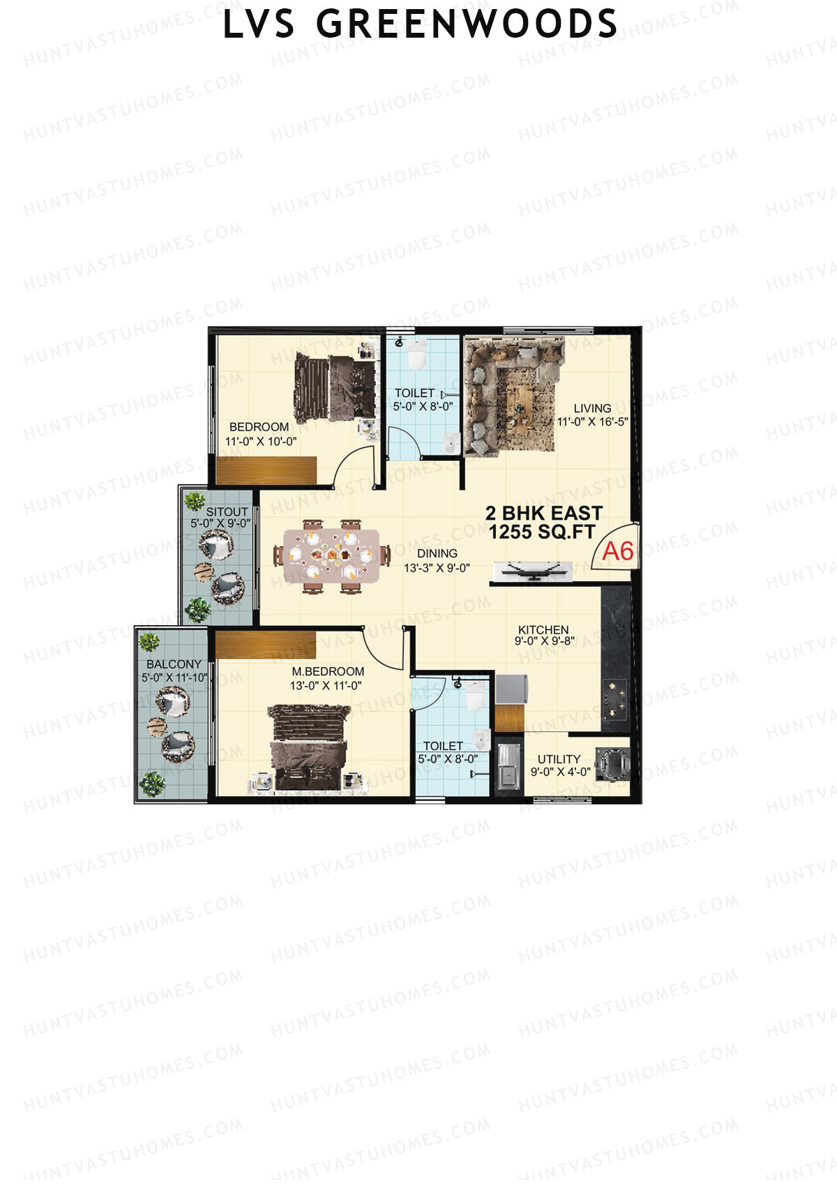 LVS Greenwoods Block A Unit A6 Floor Plan