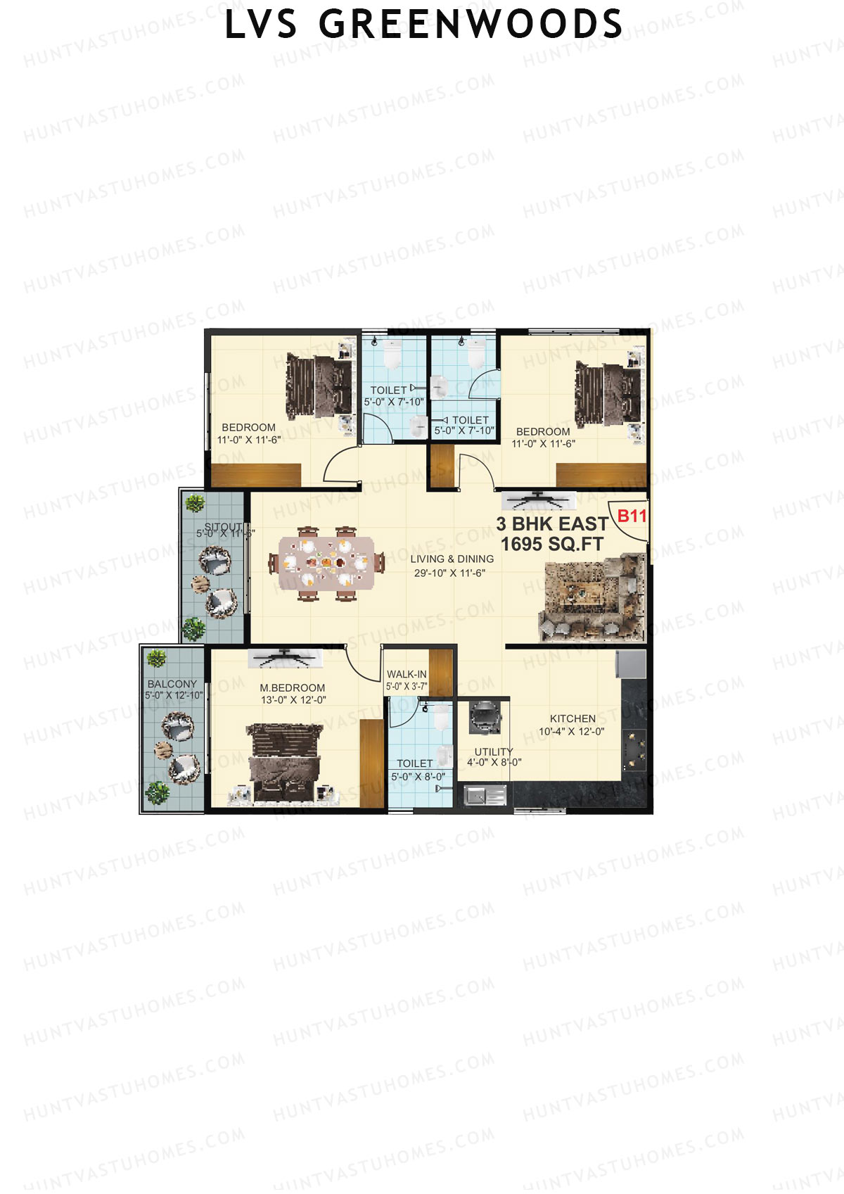 LVS Greenwoods Block B Unit B11 Floor Plan