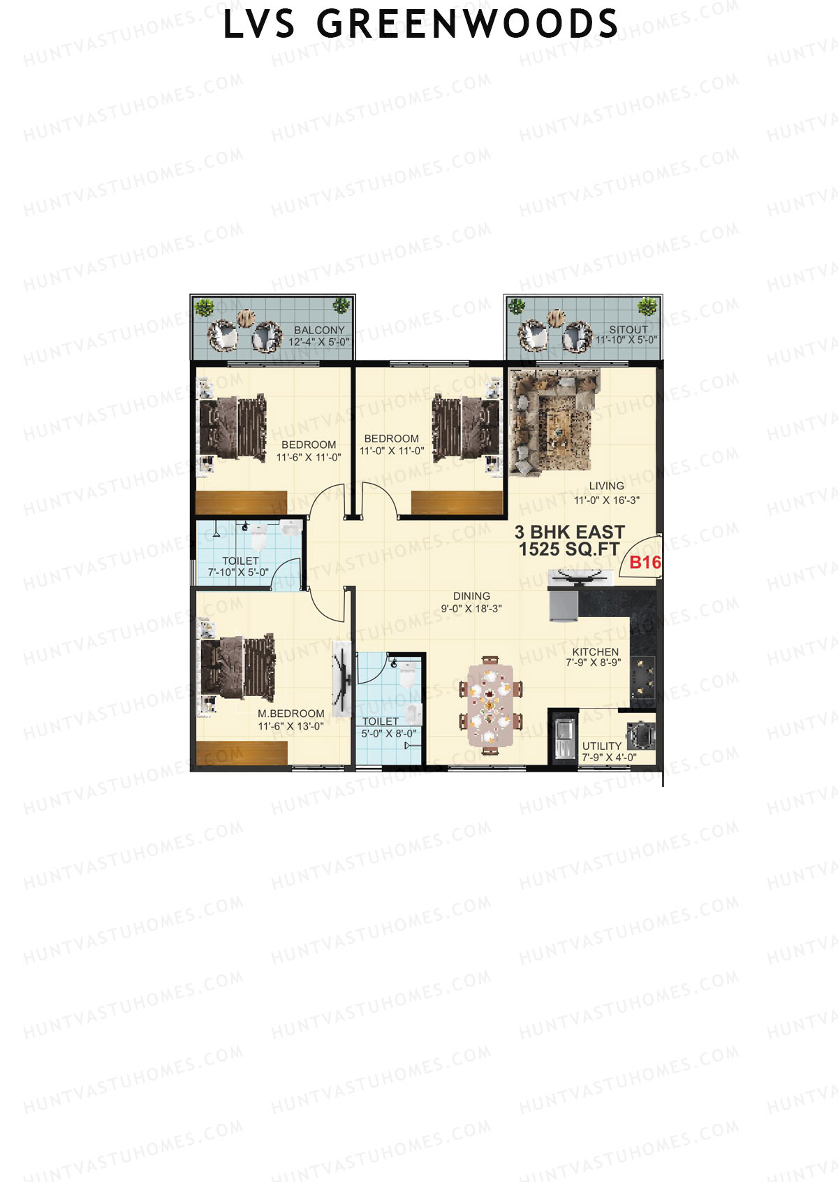LVS Greenwoods Block B Unit B16 Floor Plan