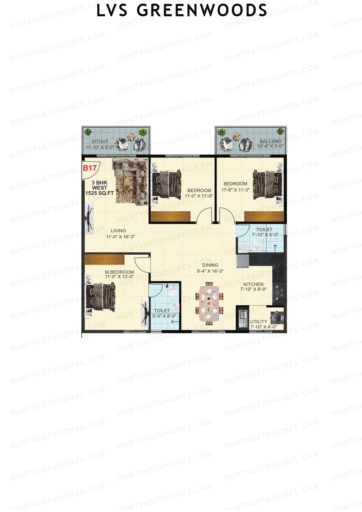 LVS Greenwoods Block B Unit B17 Floor Plan