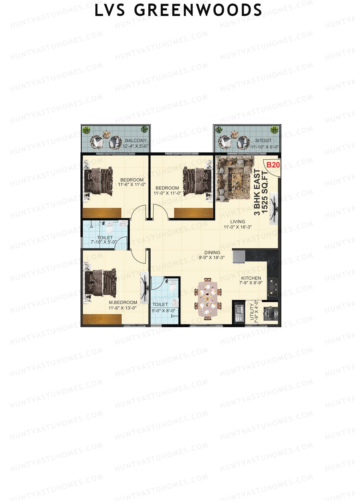 LVS Greenwoods Block B Unit B20 Floor Plan
