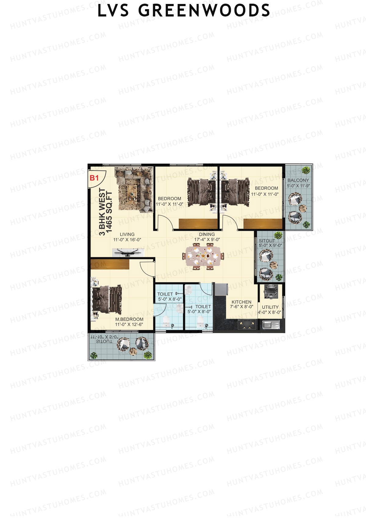 LVS Greenwoods Block B Unit B5 Floor Plan