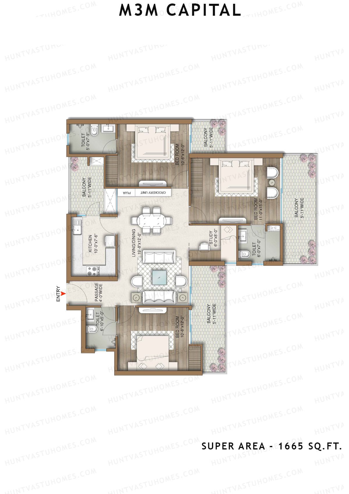 M3M Capital Tower 1 Unit 3 Floor Plan