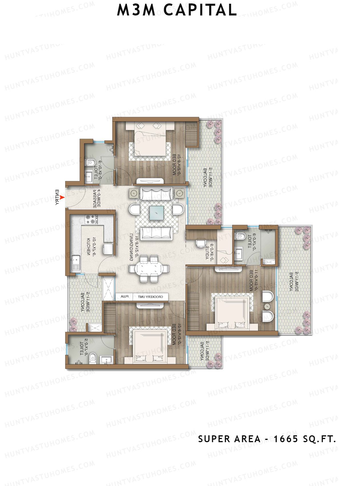 M3M Capital Tower 1 Unit 4 Floor Plan