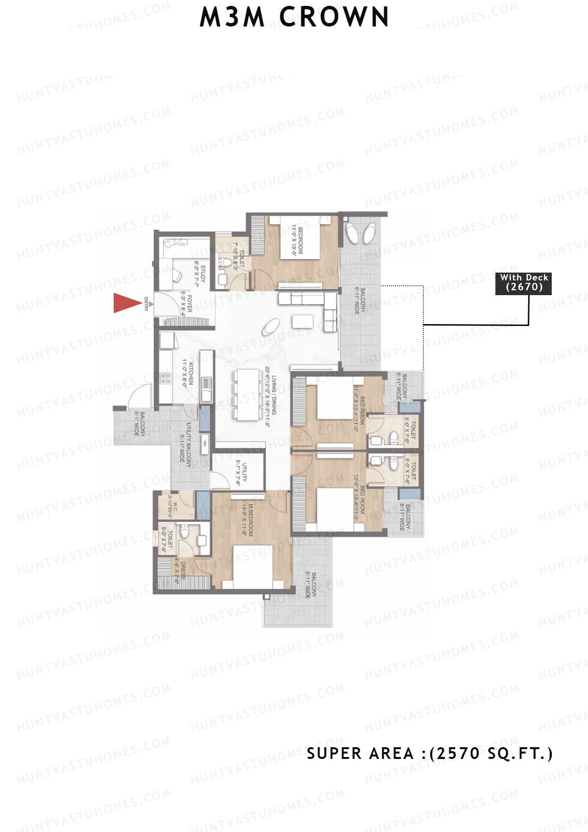 M3M Crown Tower 11 Unit 3 Floor Plan