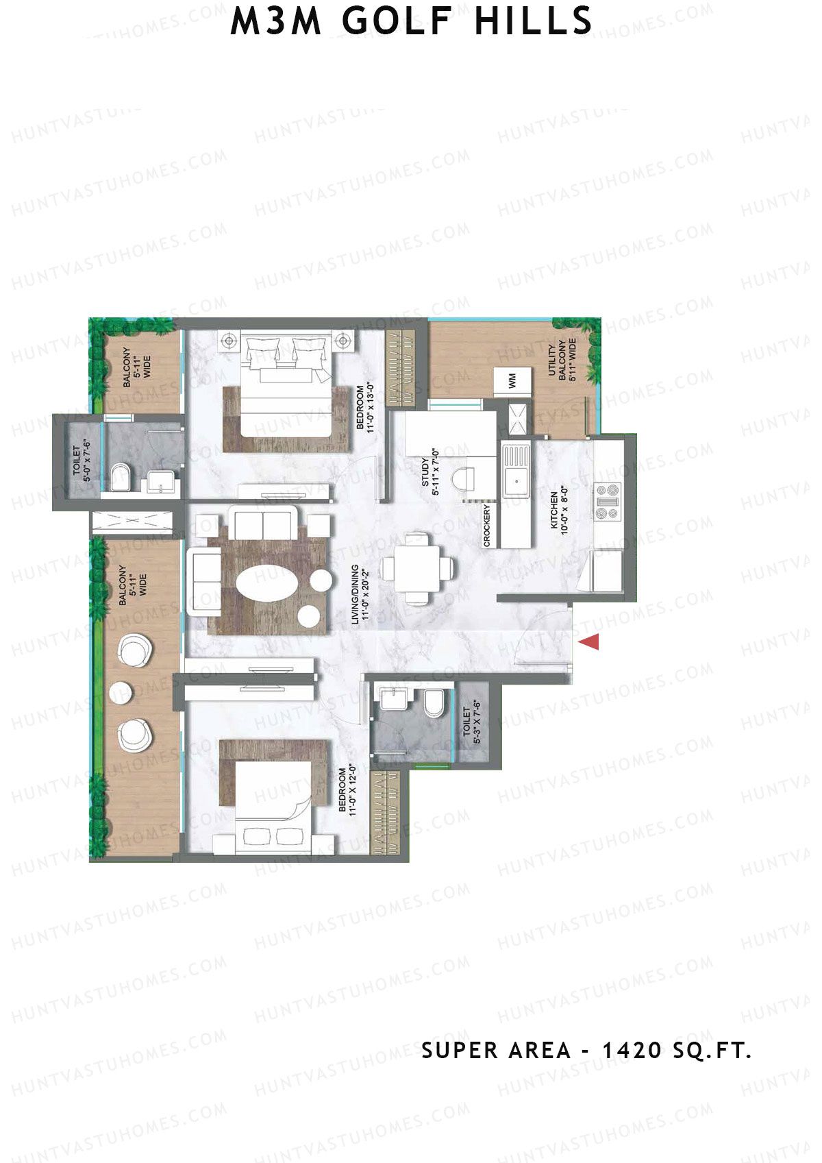 M3M Golf Hills Tower 5 Unit 2 Floor Plan