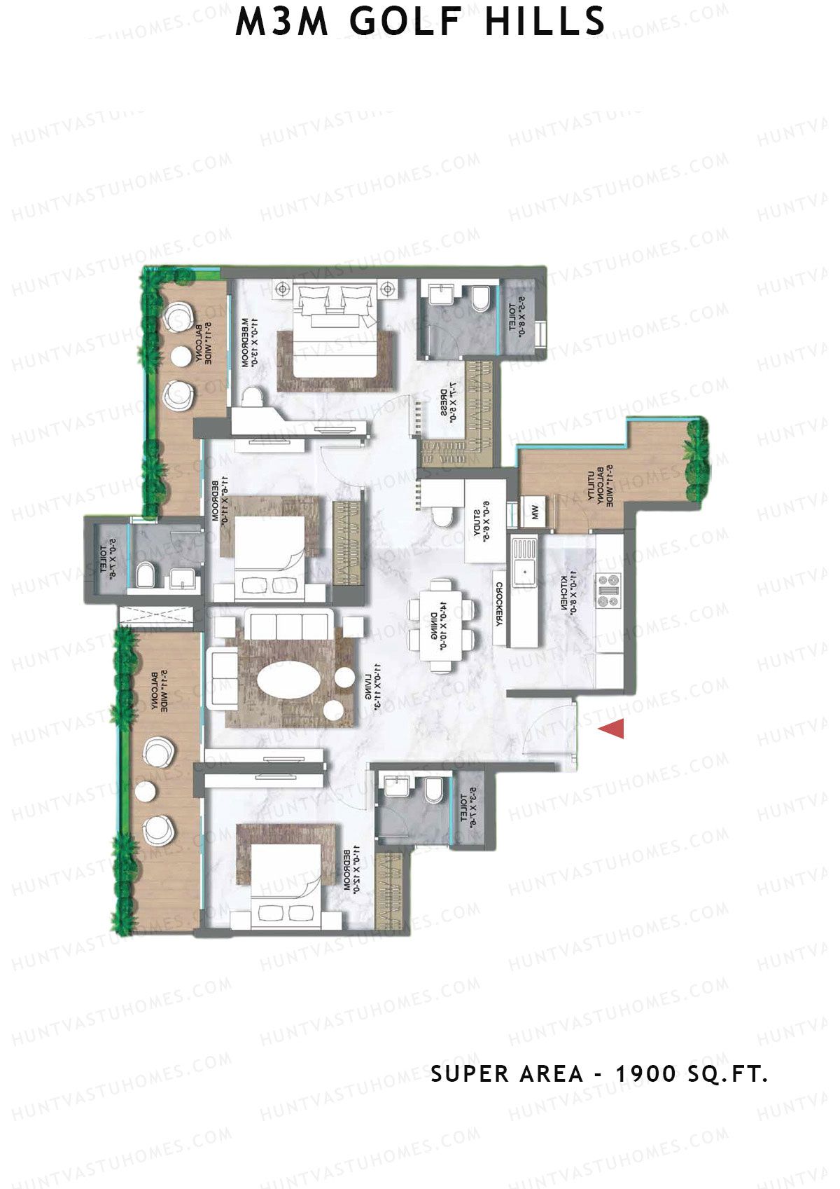 M3M Golf Hills Tower 1 Unit 2 Floor Plan