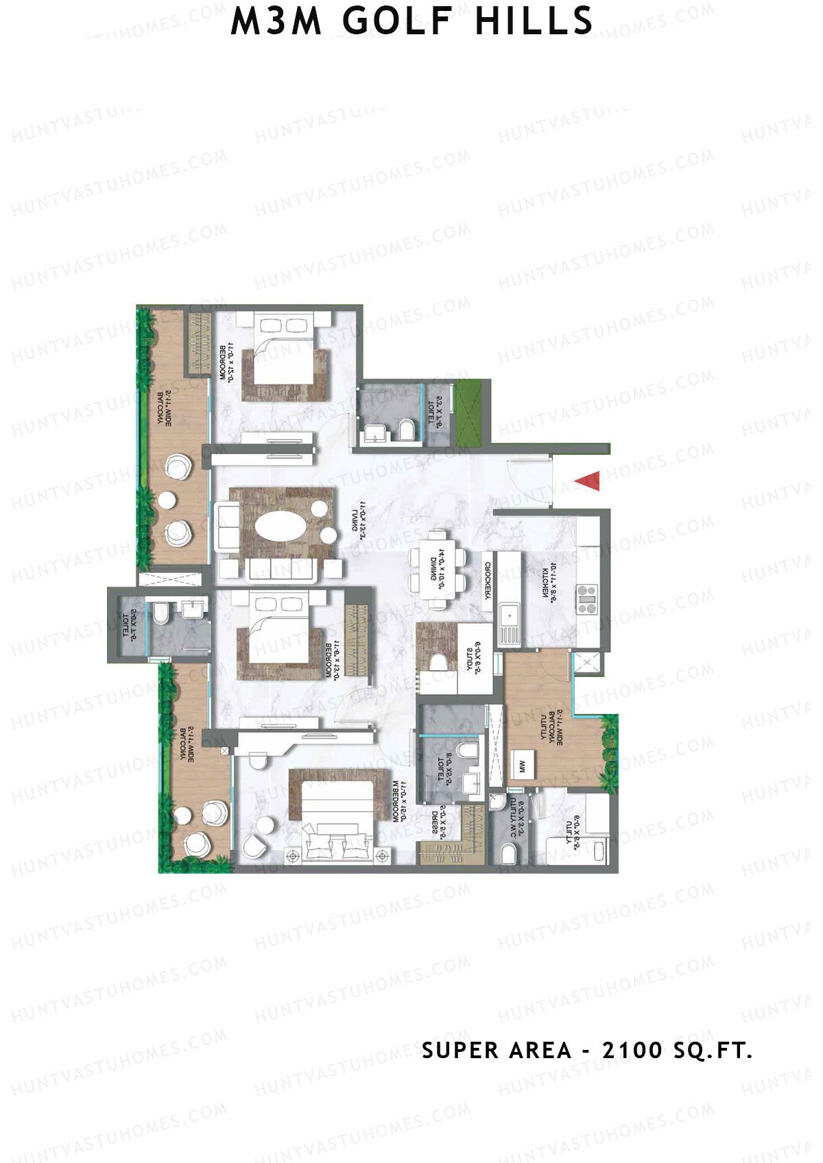 M3M Golf Hills Tower 10 Unit 3 Floor Plan