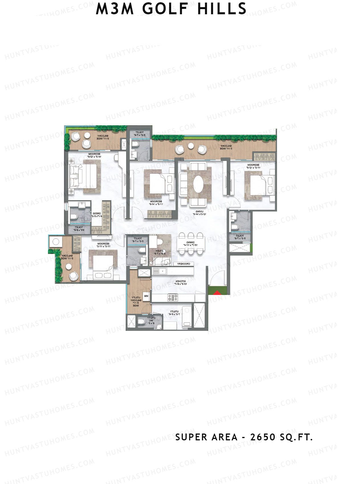 M3M Golf Hills Tower 16 Unit 3 Floor Plan