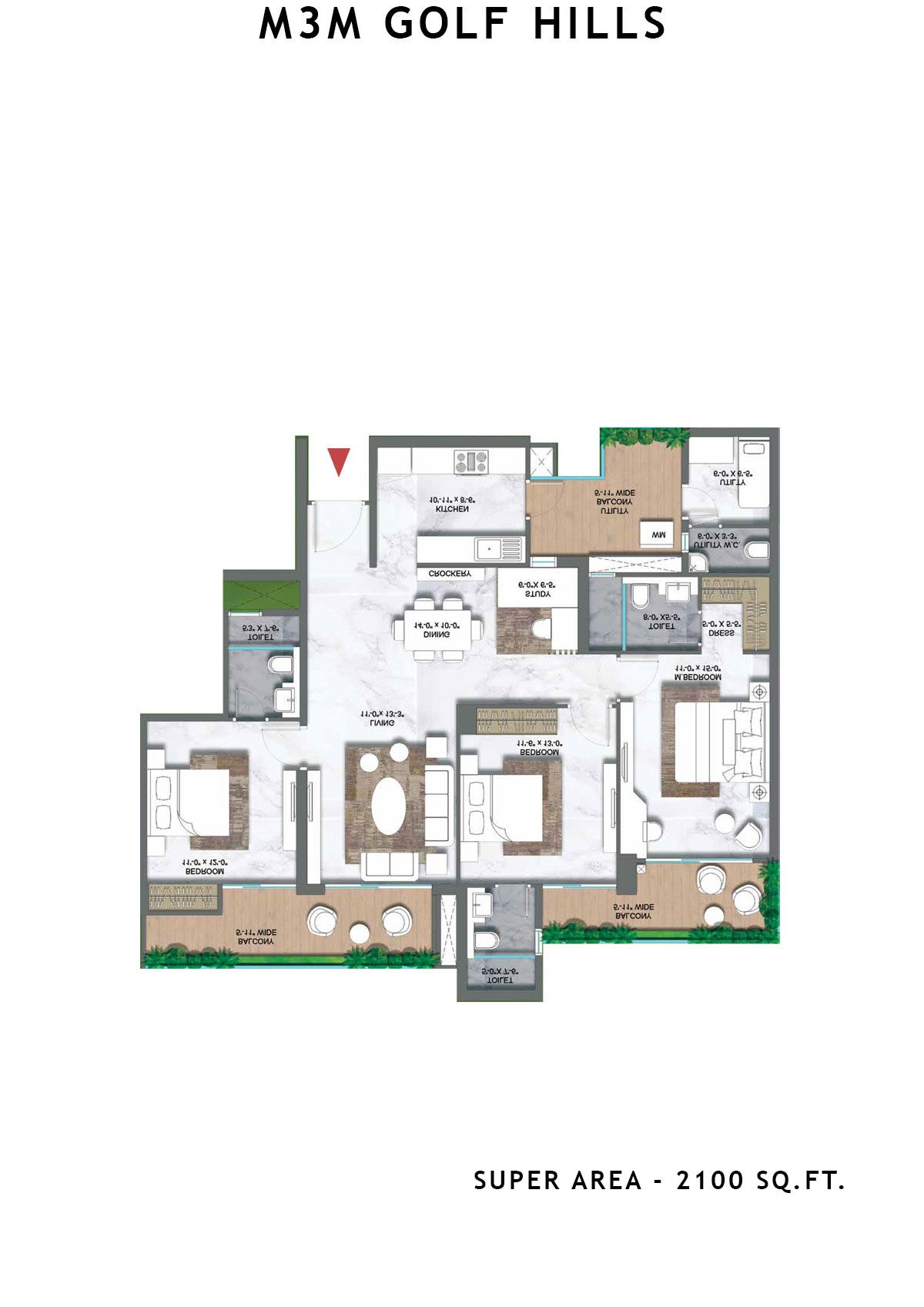 M3M Golf Hills Tower 17 Unit 1 Floor Plan