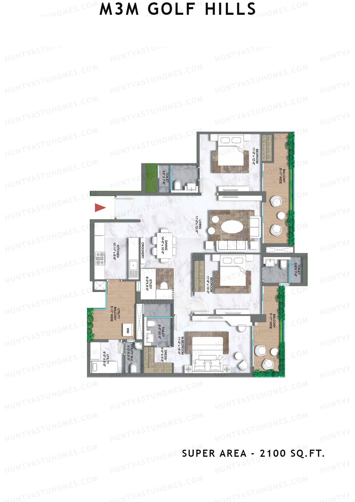 M3M Golf Hills Tower 6 Unit 4 Floor Plan