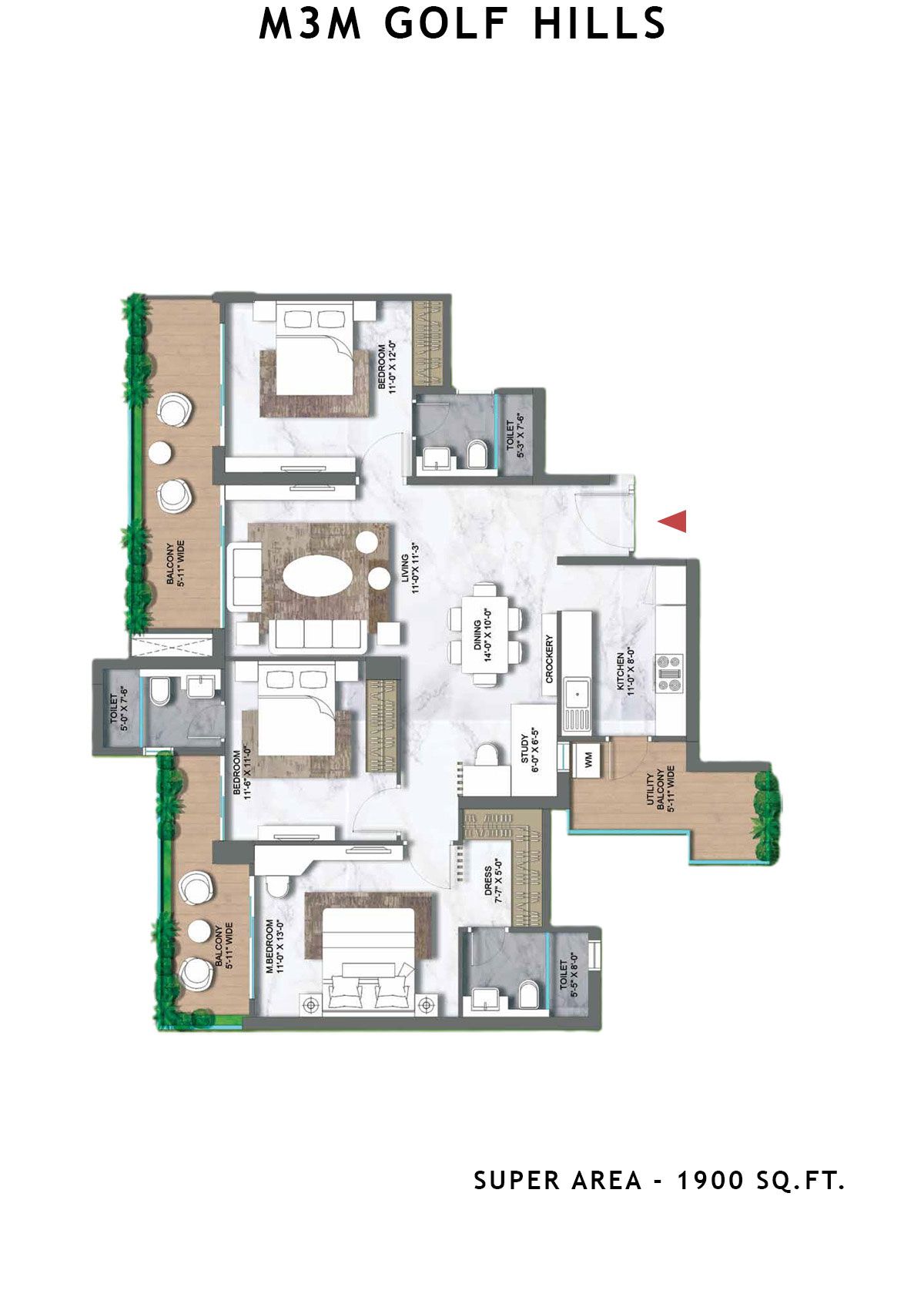 M3M Golf Hills Tower 7 Unit 1 Floor Plan