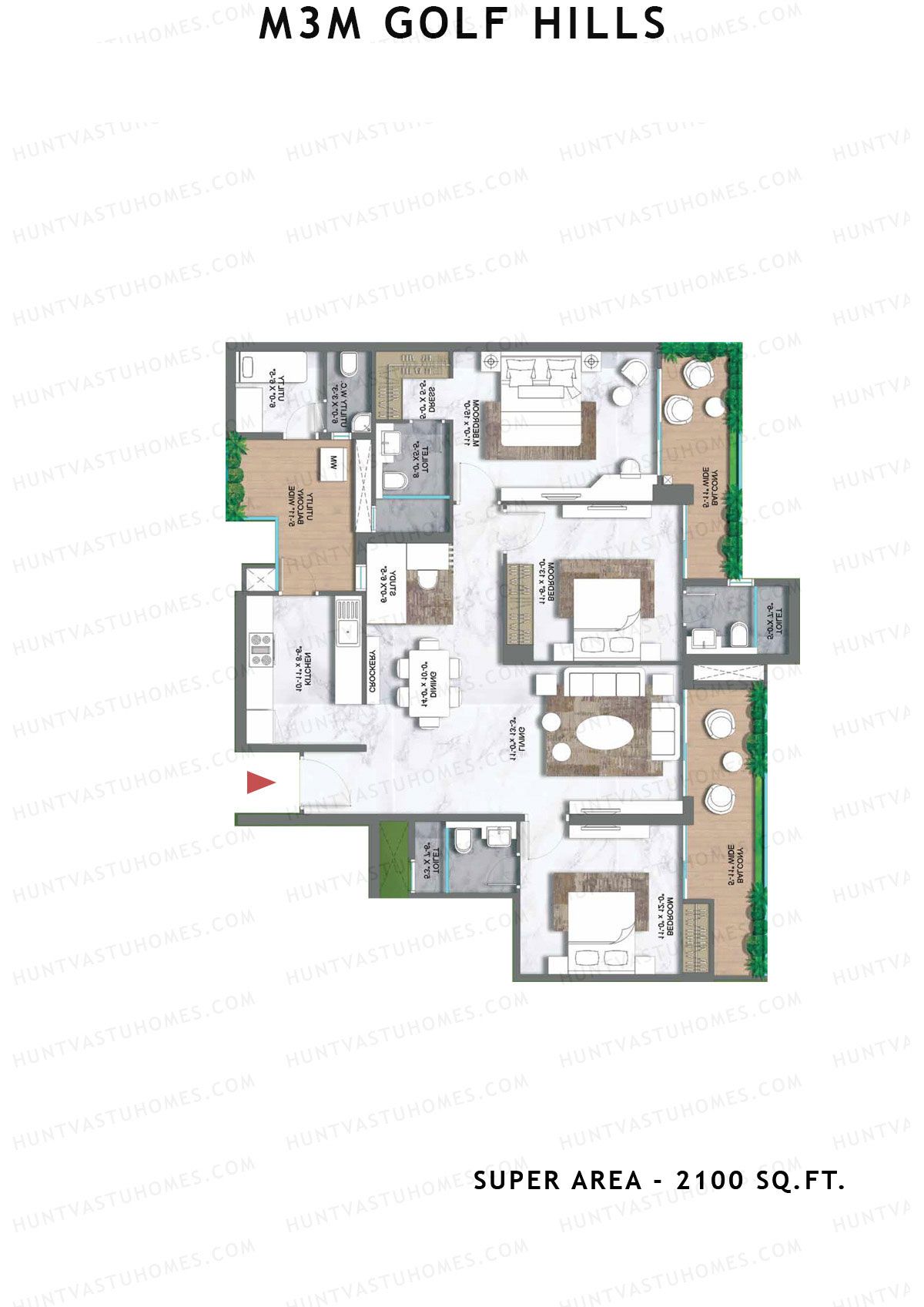 M3M Golf Hills Tower 7 Unit 3 Floor Plan