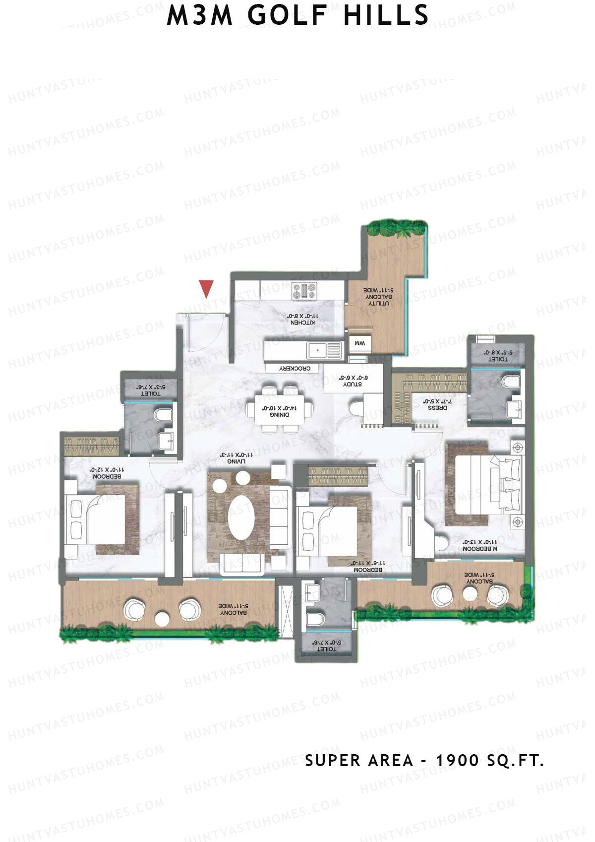 M3M Golf Hills Tower 8 Unit 1 Floor Plan