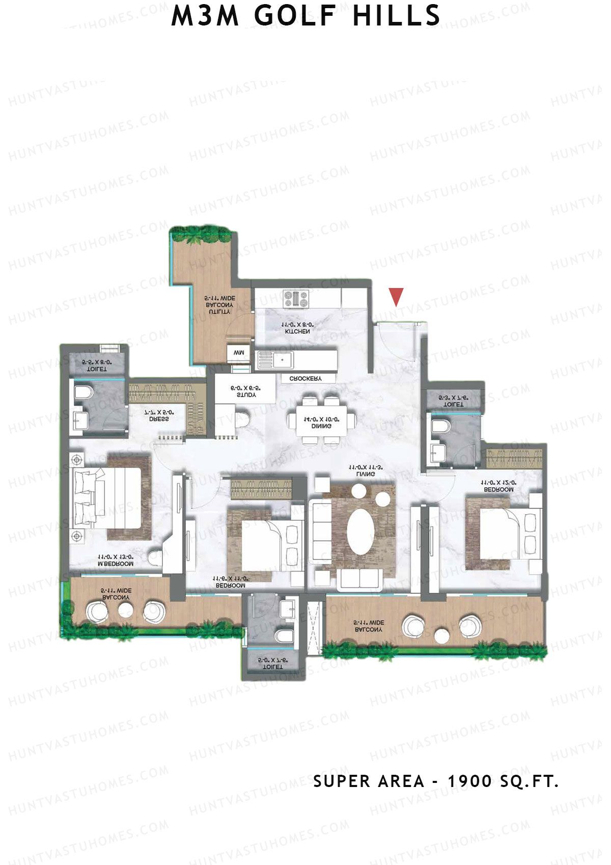 M3M Golf Hills Tower 8 Unit 2 Floor Plan