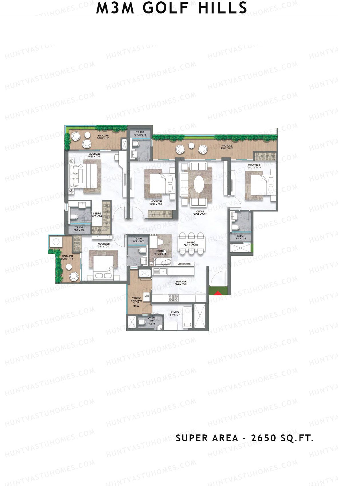 M3M Golf Hills Tower 8 Unit 3 Floor Plan