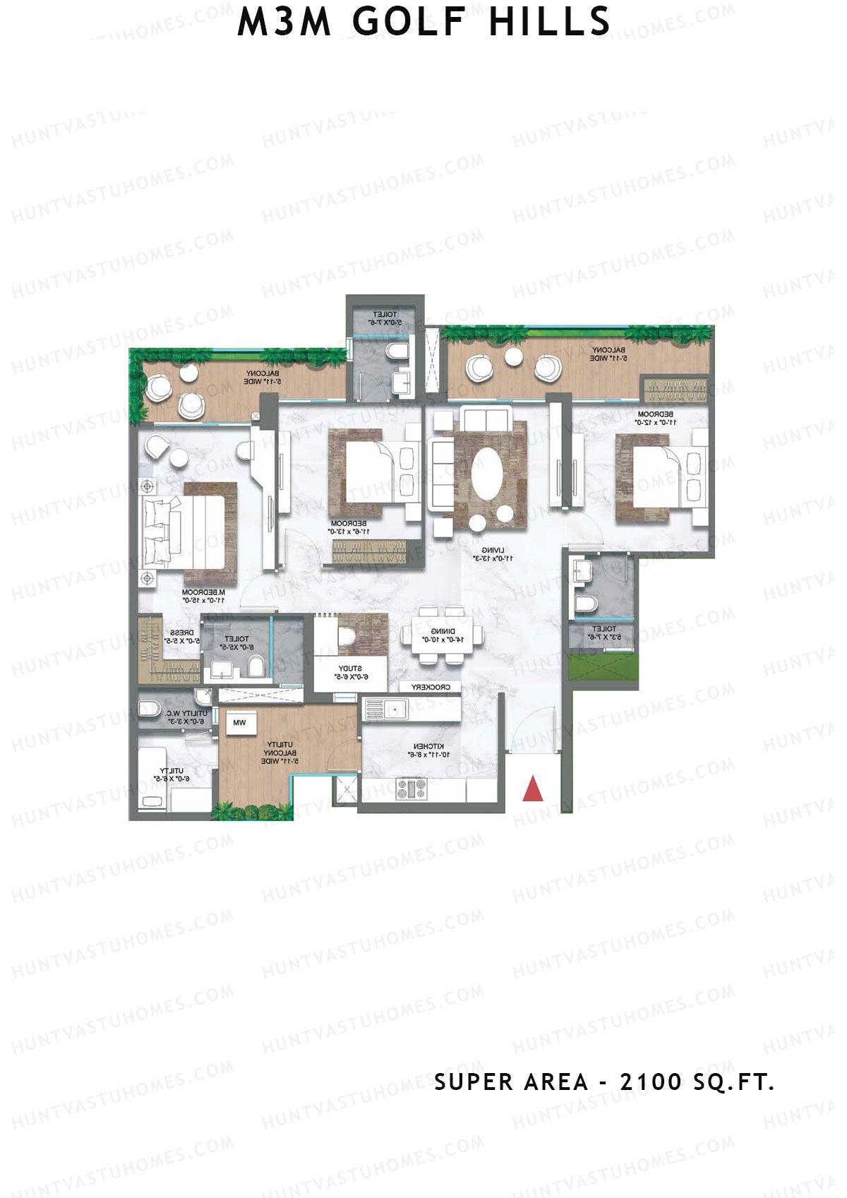 M3M Golf Hills Tower 9 Unit 3 Floor Plan