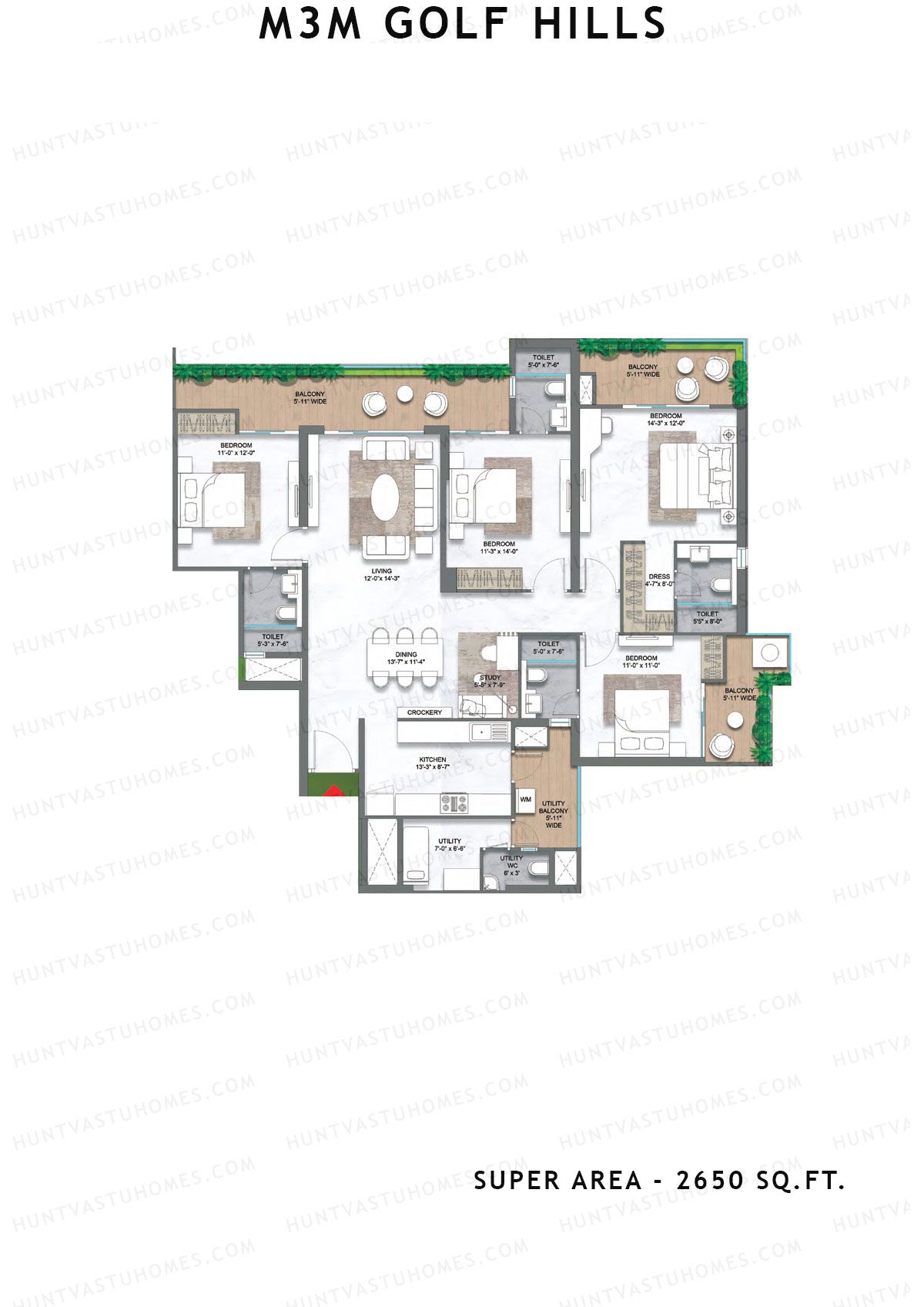 M3M Golf Hills Tower 9 Unit 4 Floor Plan