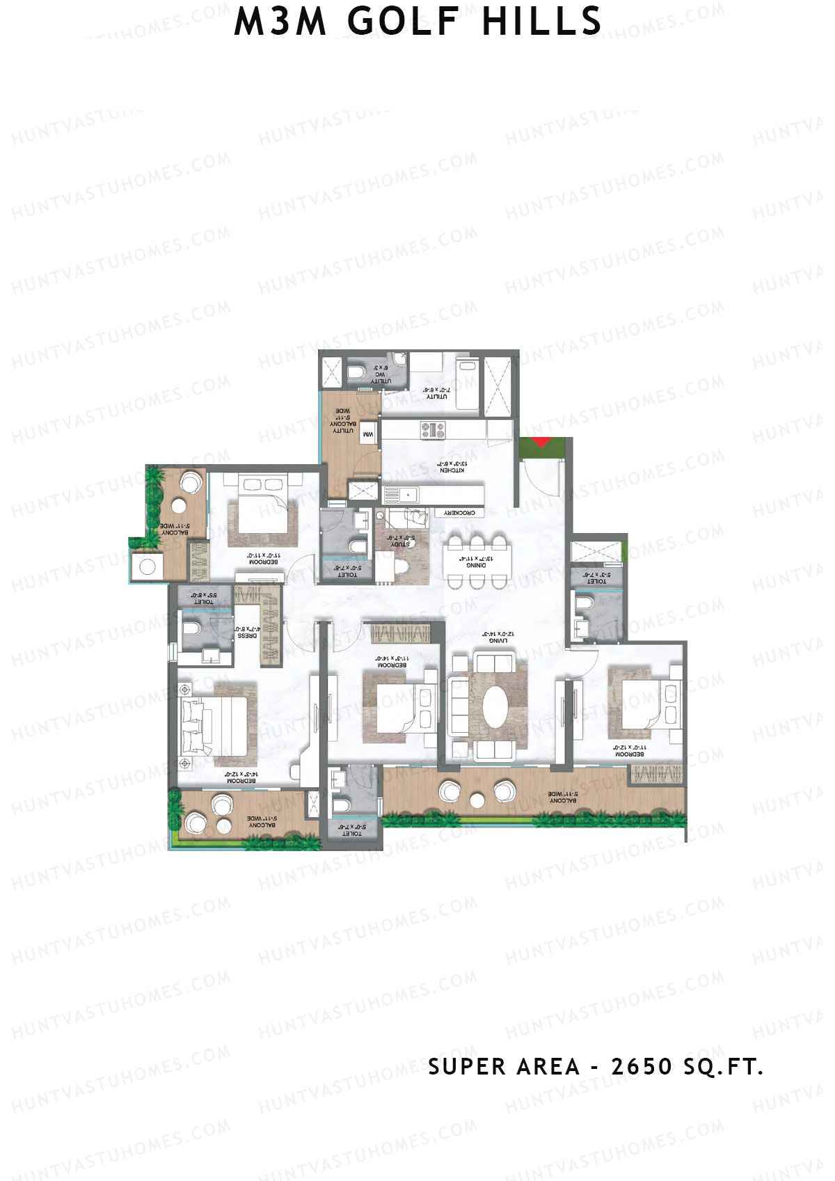 M3M Golf Hills Tower 21 Unit 4 Floor Plan